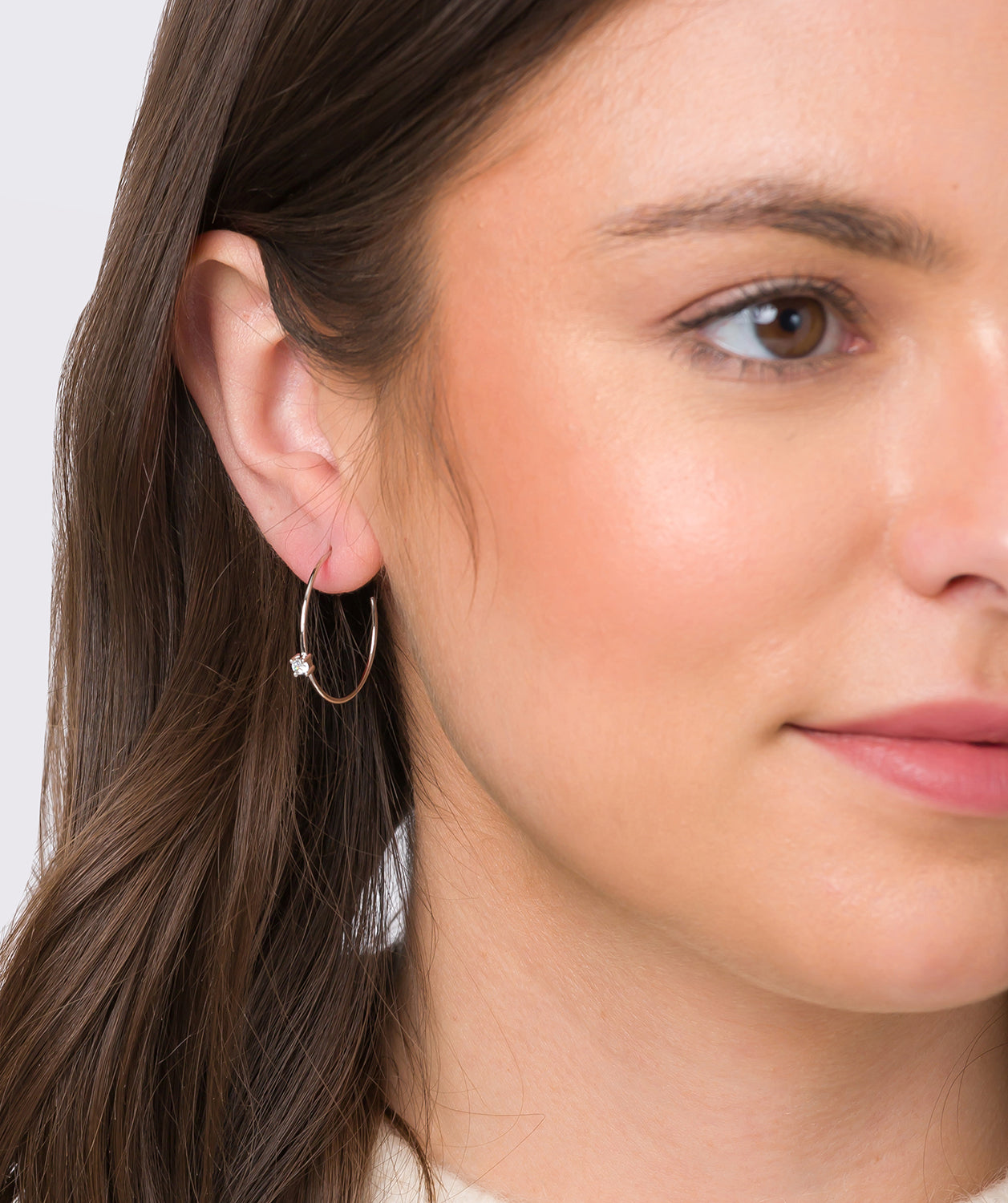 Gift Packaged 'Vilma' Rhodium 925 Silver Open Hoop Earrings