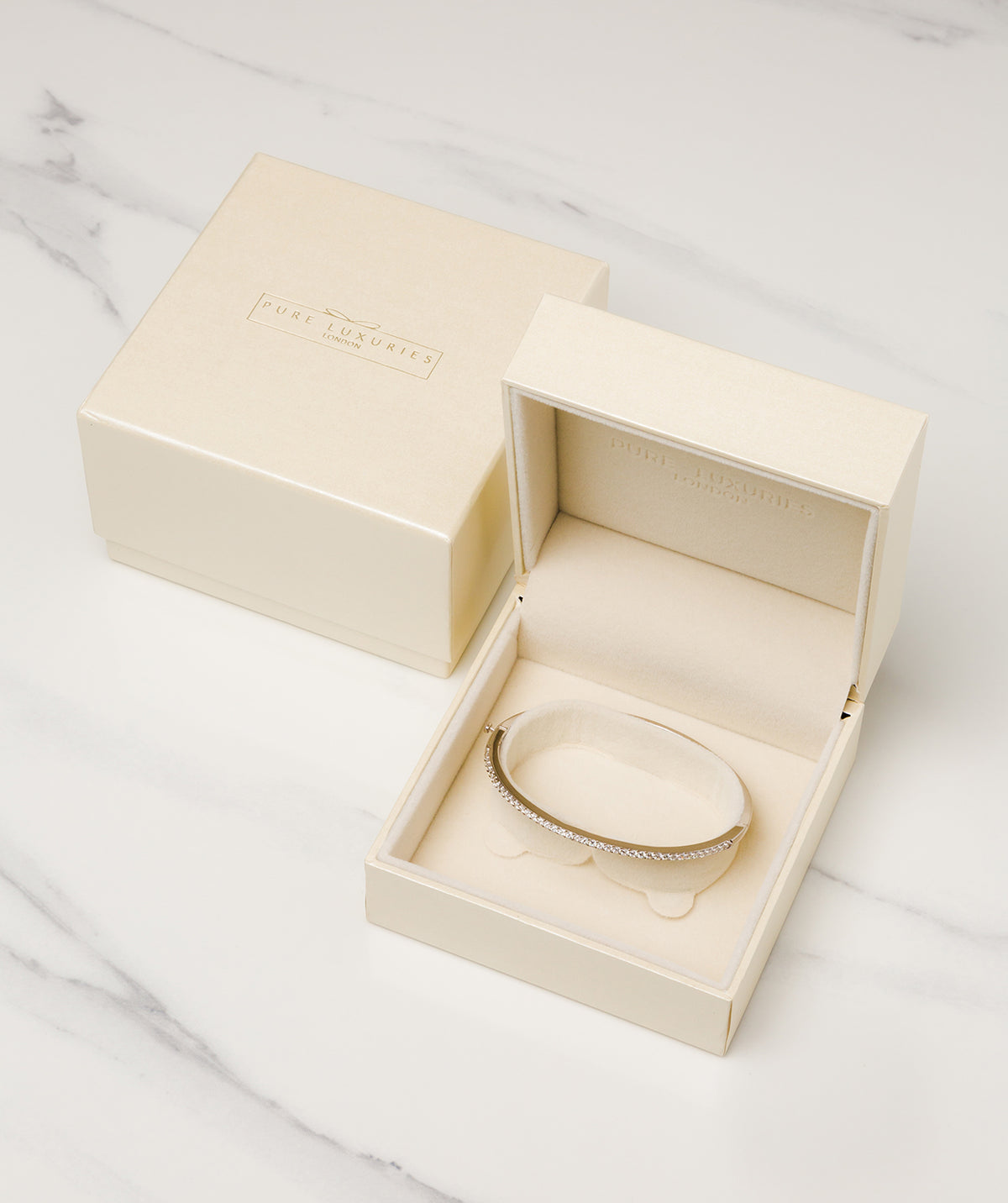 'Cecile' Sterling Silver and Cubic Ziconia Bangle Pure Luxuries London