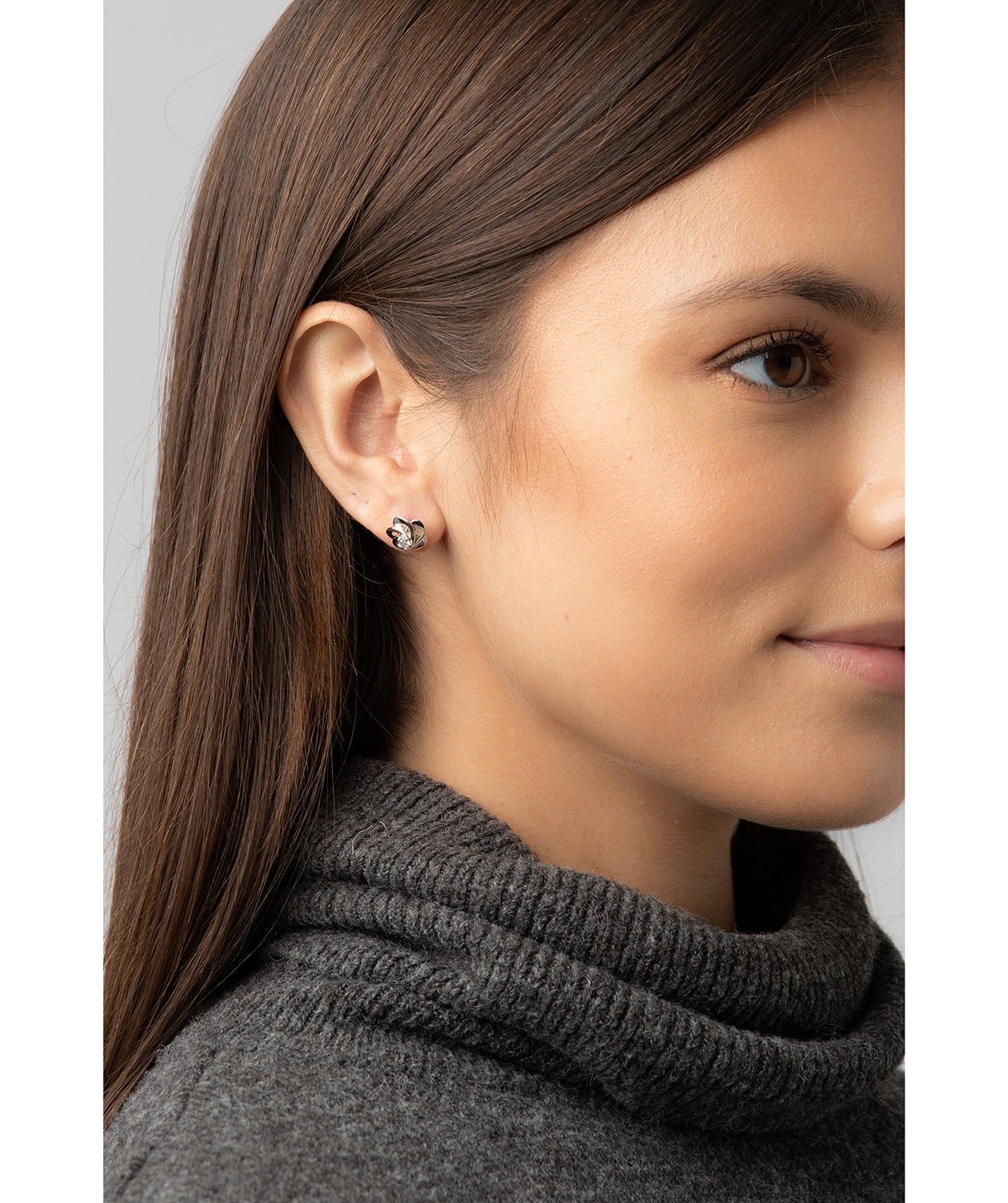 Gift Packaged 'Vittoria' Rhodium Plated 925 Silver & Cubic Zirconia Swirl Earrings