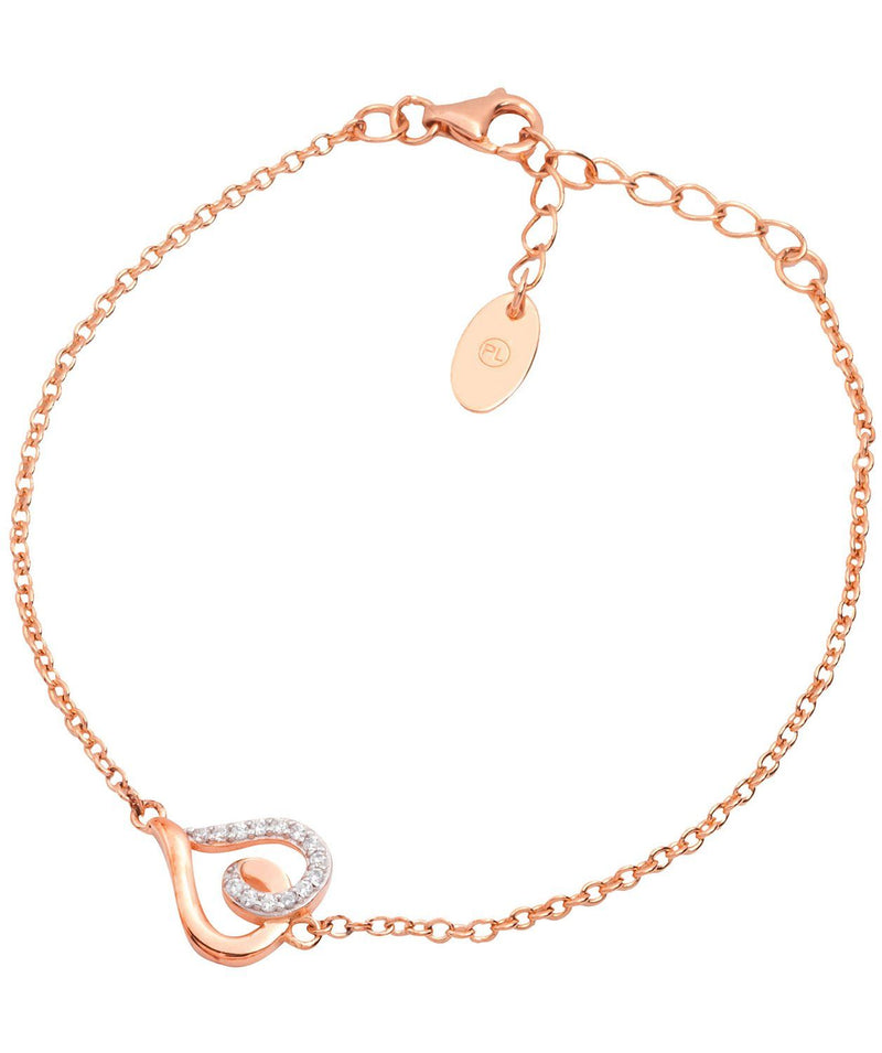 Gift Packaged 'Delphine' 18ct Rose Gold Plated 925 Silver & Cubic Zirconia Heart Bracelet
