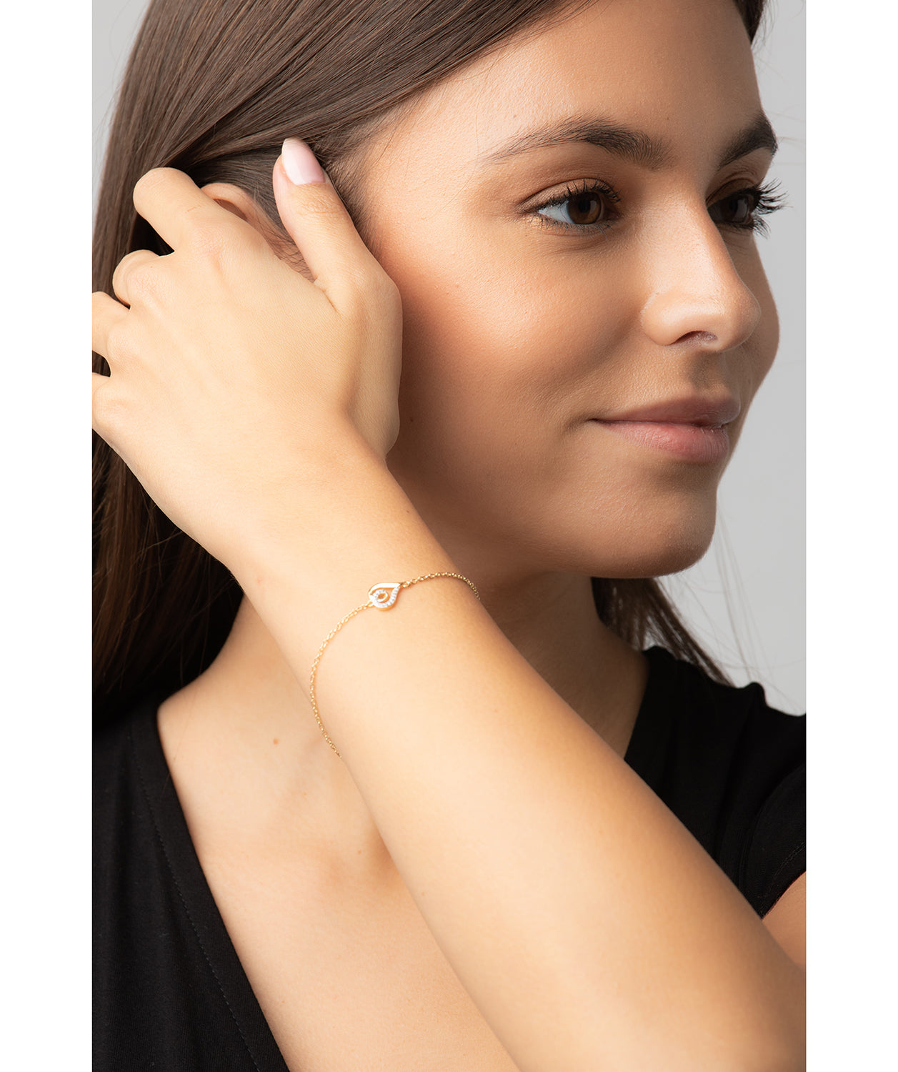 Gift Packaged 'Delphine' 18ct Yellow Gold Plated 925 Silver & Cubic Zirconia Heart Bracelet