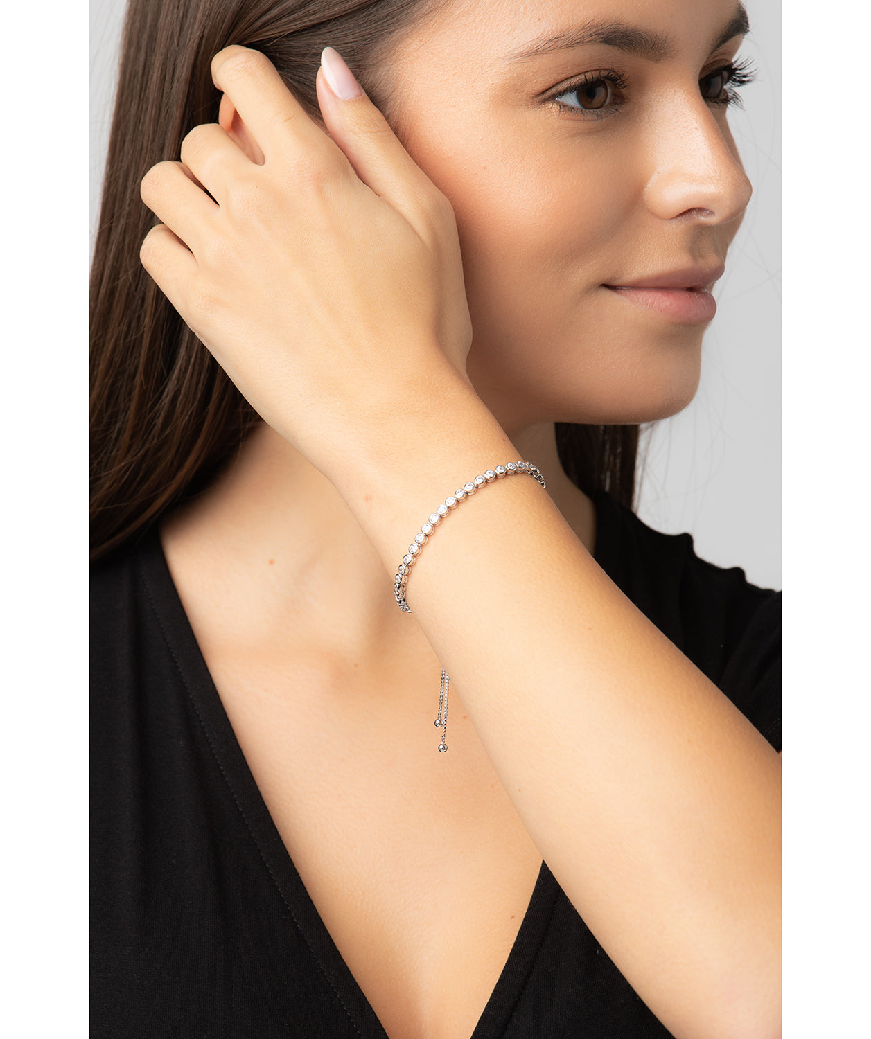 Gift Packaged 'Harriet' Rhodium Plated 925 Silver & Cubic Zirconia Bracelet