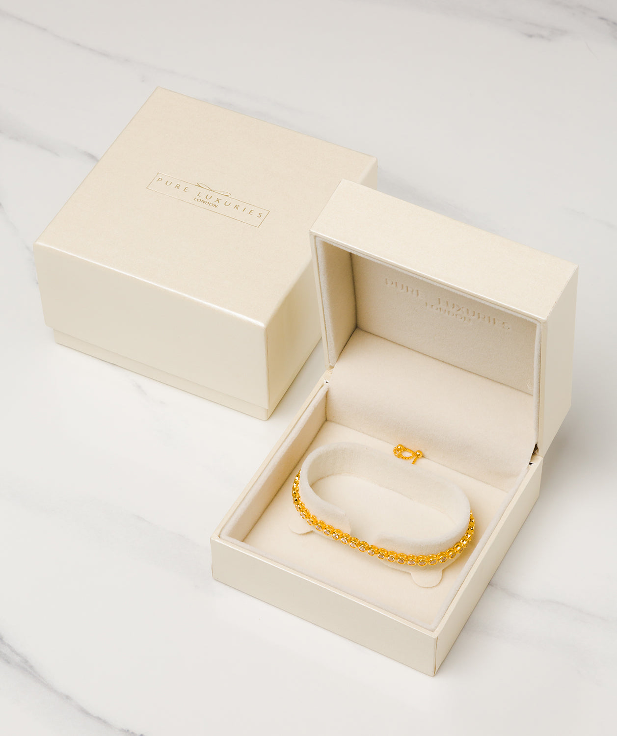 'Harriet' Yellow Gold Plated Sterling Silver and Cubic Zirconia Bracelet Pure Luxuries London