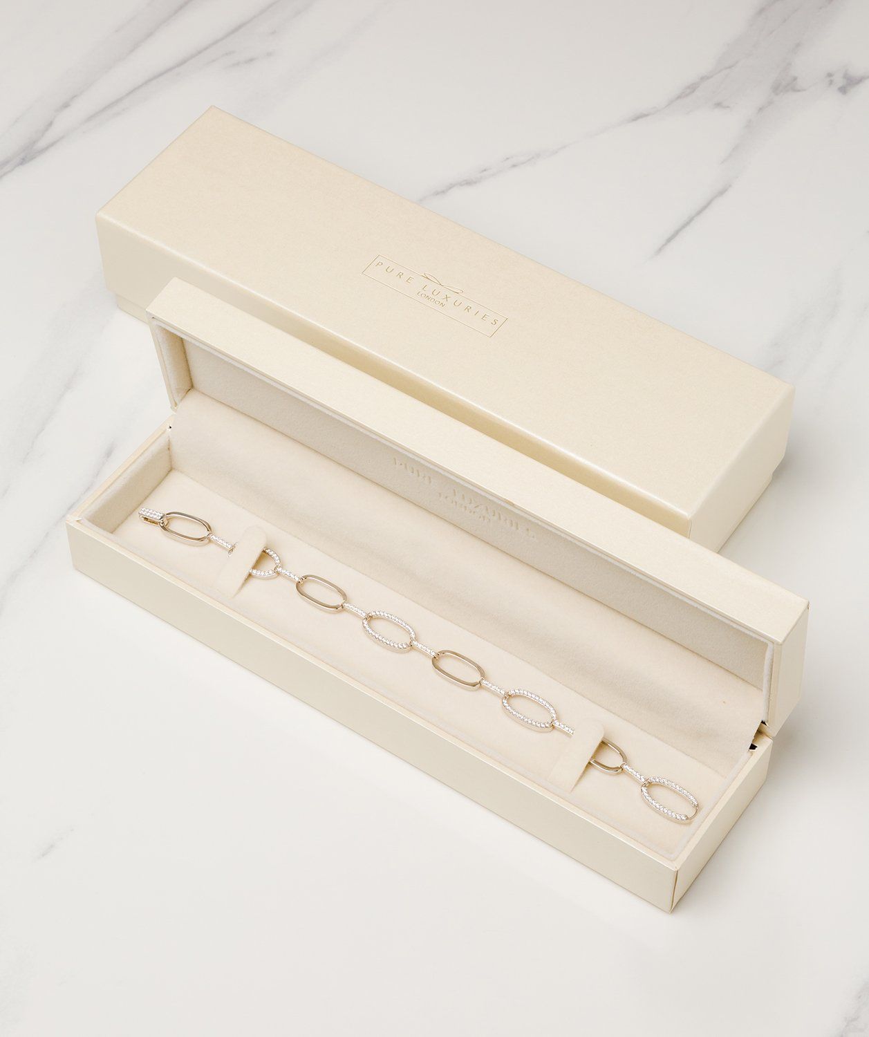 Gift Packaged 'Romilly' Rhodium Plated 925 Silver & Cubic Zirconia Bracelet Pure Luxuries London