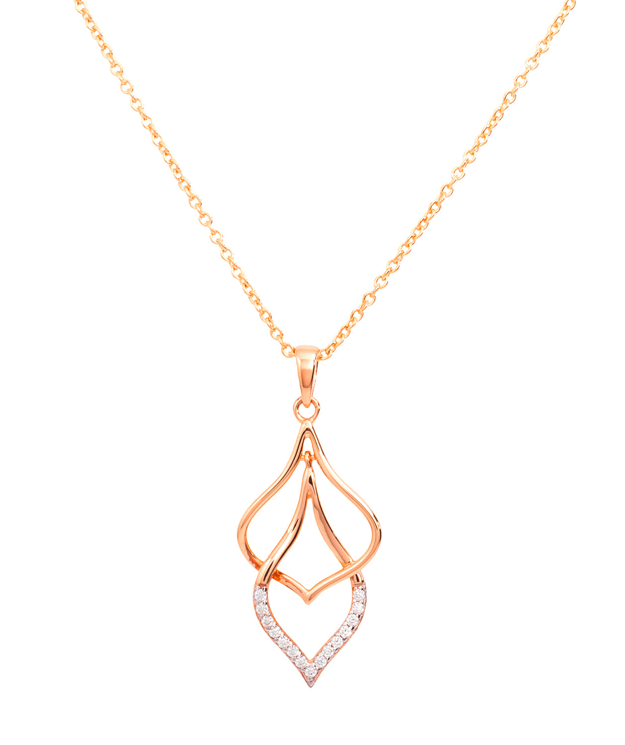 Gift Packaged 'Tessa' 18ct Rose Gold Plated 925 Silver & Cubic Zirconia Hanging Teardrops Necklace