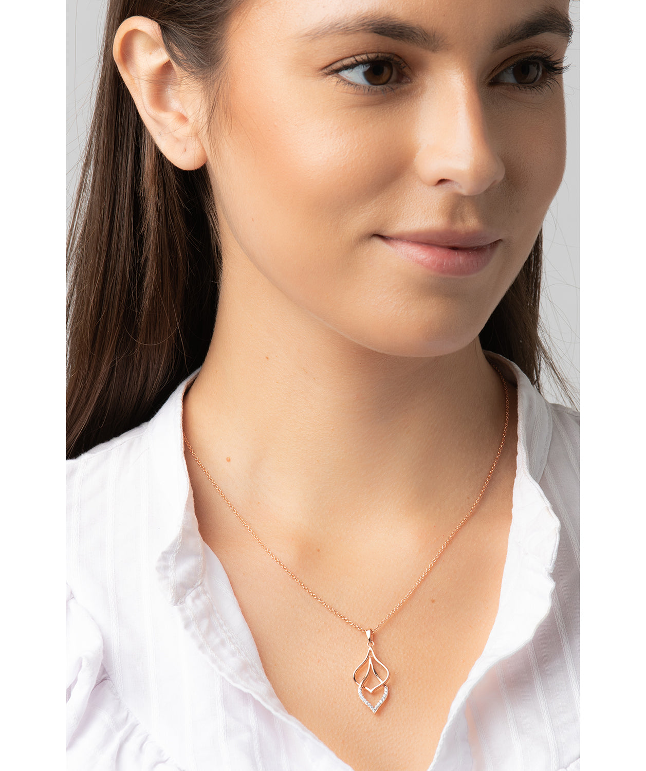Gift Packaged 'Tessa' 18ct Rose Gold Plated 925 Silver & Cubic Zirconia Hanging Teardrops Necklace