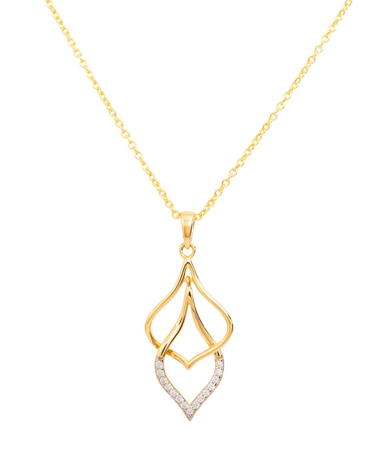 Gift Packaged 'Tessa' 18ct Yellow Gold Plated 925 Silver & Cubic Zirconia Hanging Teardrops Necklace Pure Luxuries London