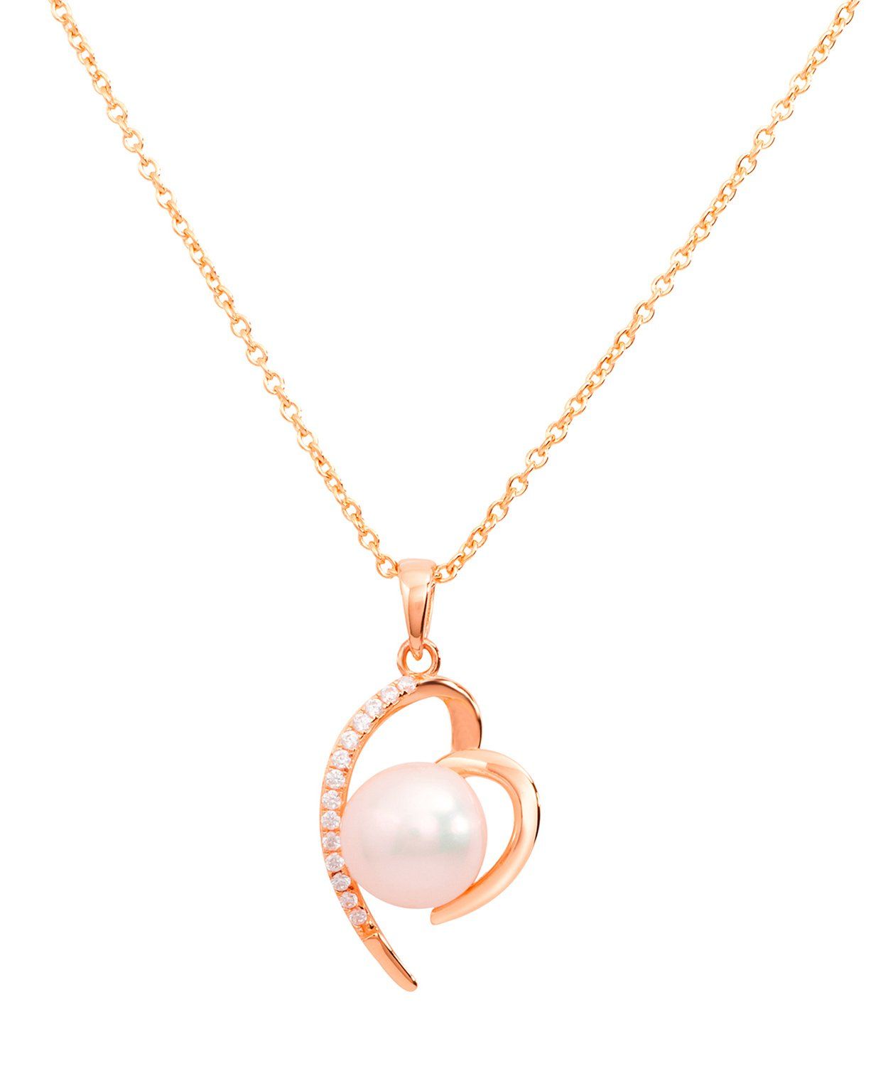 Gift Packaged 'Aurora' 18ct Rose Gold Plated 925 Silver with Freshwater Pearl Necklace