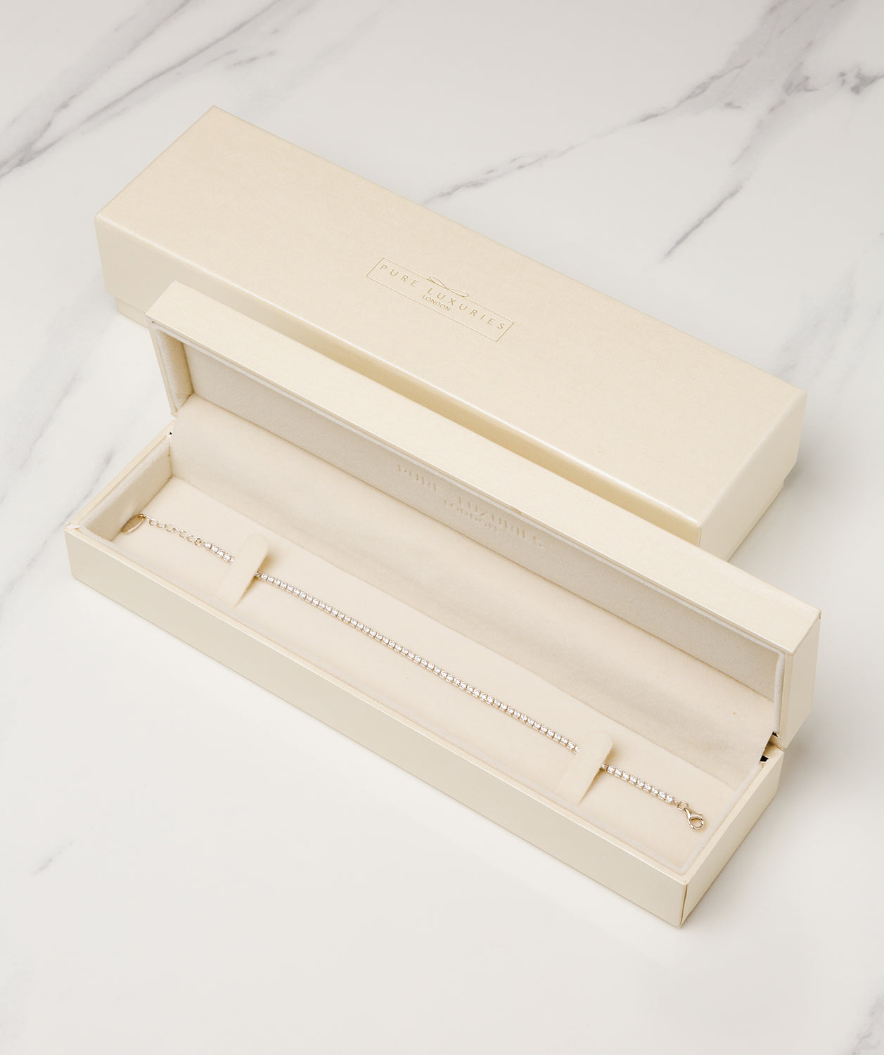 Gift Packaged 'Lotte' Rhodium Plated 925 Silver & Cubic Zirconia Bracelet