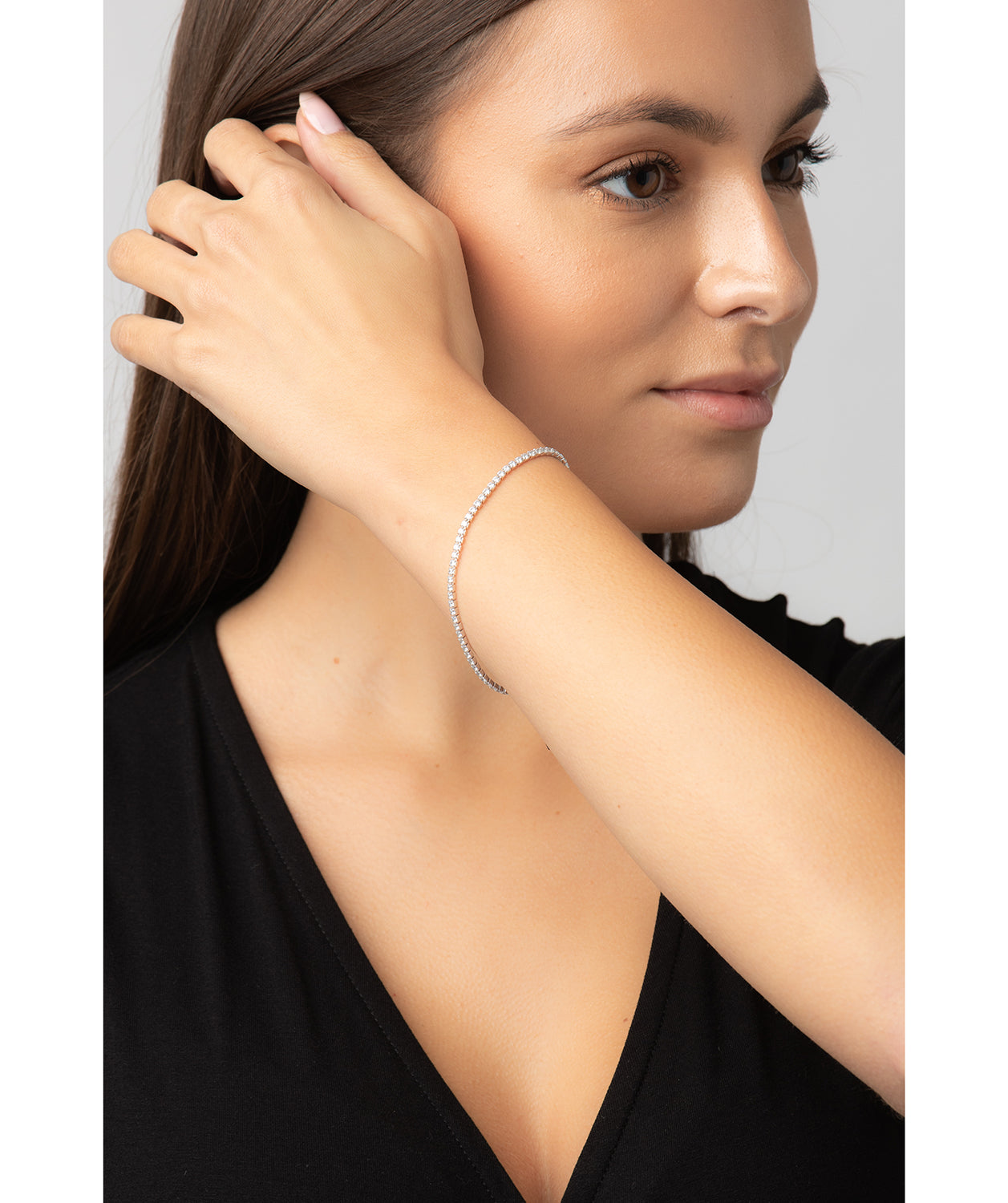 Gift Packaged 'Lotte' Rhodium Plated 925 Silver & Cubic Zirconia Bracelet