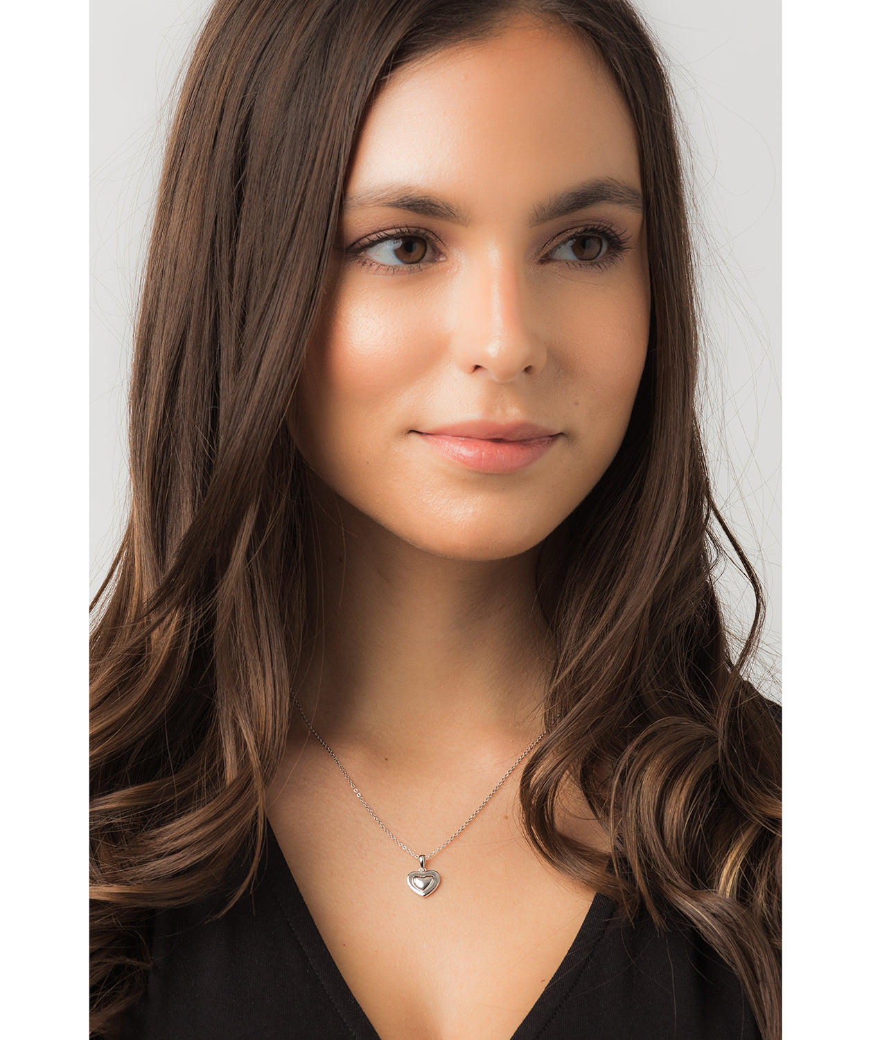 Gift Packaged 'Sumner' Rhodium Plated 925 Silver Heart Pendant Necklace