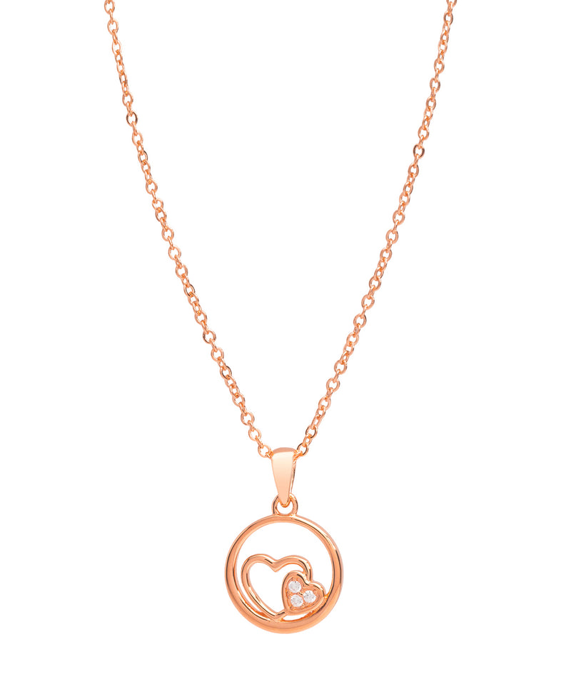 Gift Packaged 'Kubler' 18ct Rose Gold Plated 925 Silver Heart & Circle Pendant Necklace