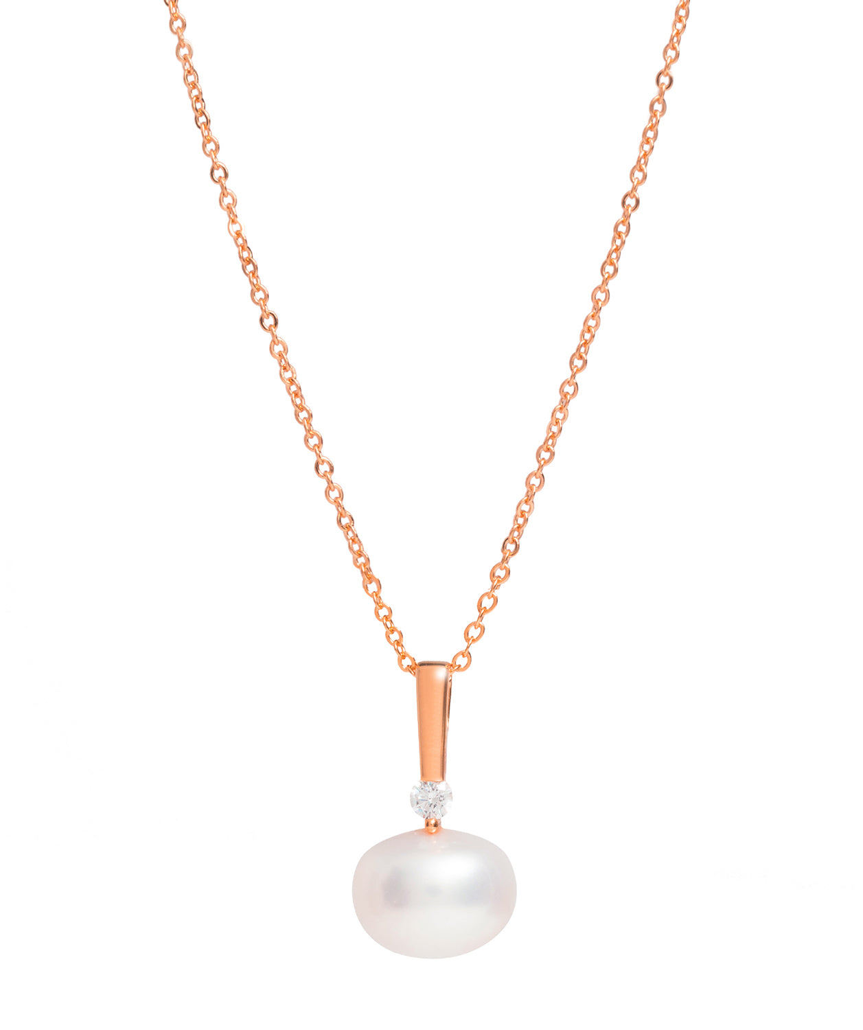 Gift Packaged 'Diaz' 18ct Rose Gold Plated 925 Silver & Freshwater Pearl Necklace