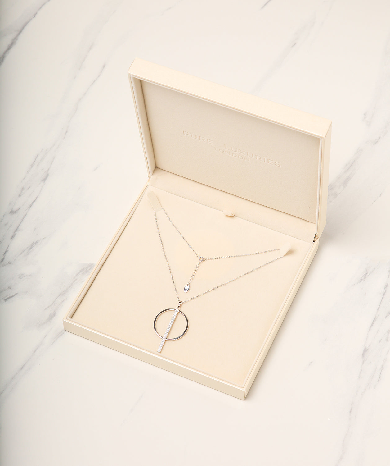 Gift Packaged 'Borealis' 925 Silver & Cubic Zirconia Circle Necklace