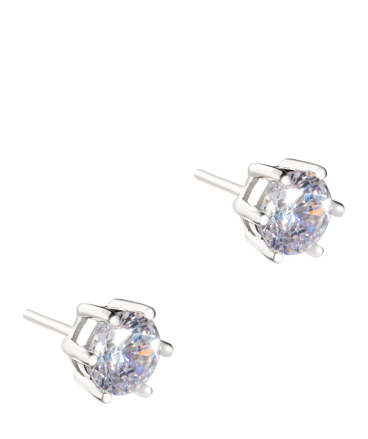 Gift Packaged 'Emiko' Rhodium 925 Silver and Cubic Zirconia Stud Earrings