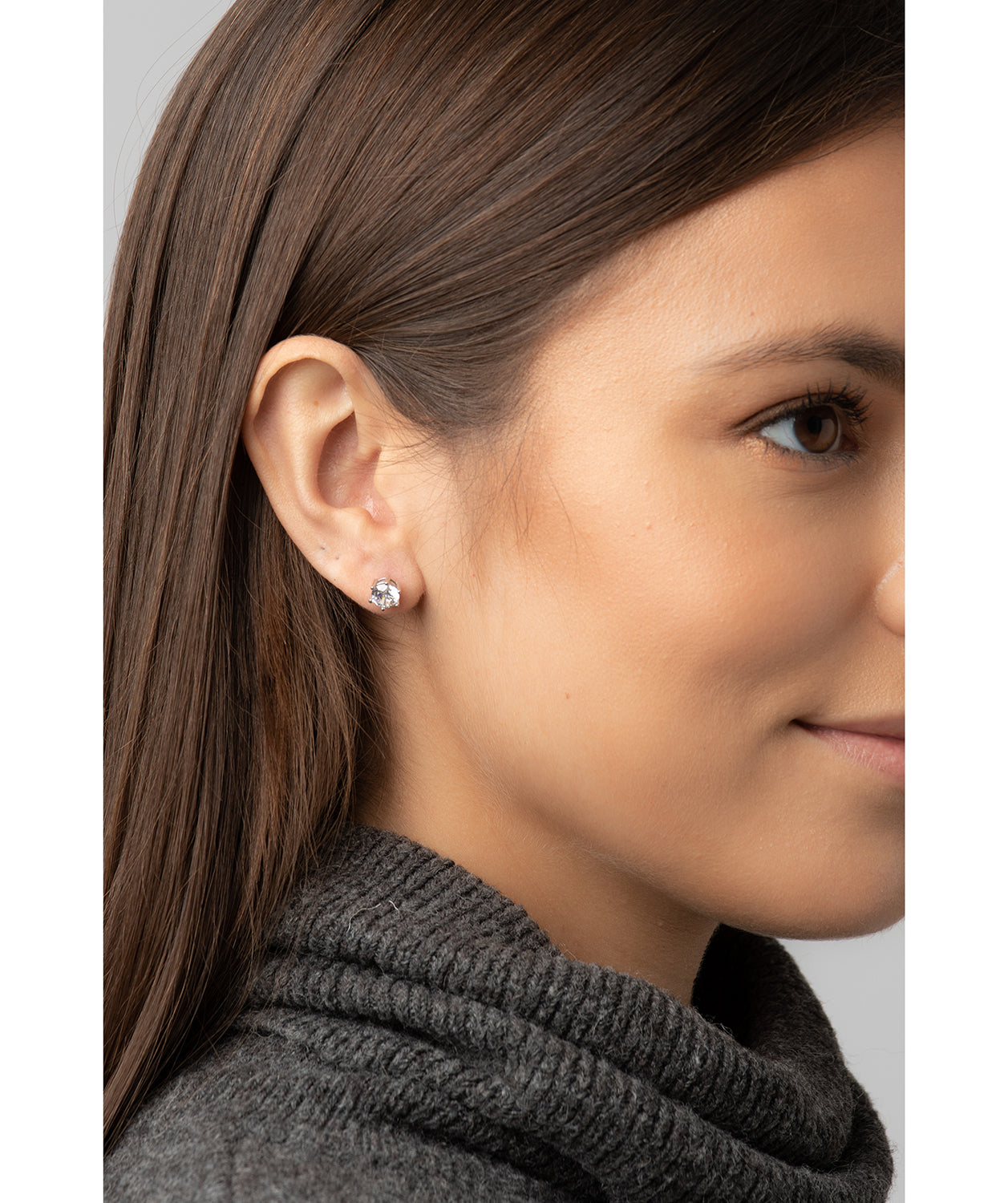 Gift Packaged 'Emiko' Rhodium 925 Silver and Cubic Zirconia Stud Earrings
