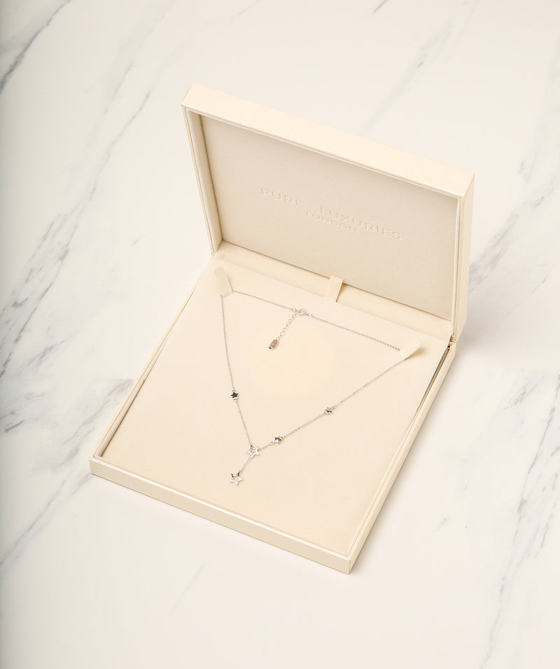 Gift Packaged 'Veleta' 925 Silver Cascading Stars Necklace