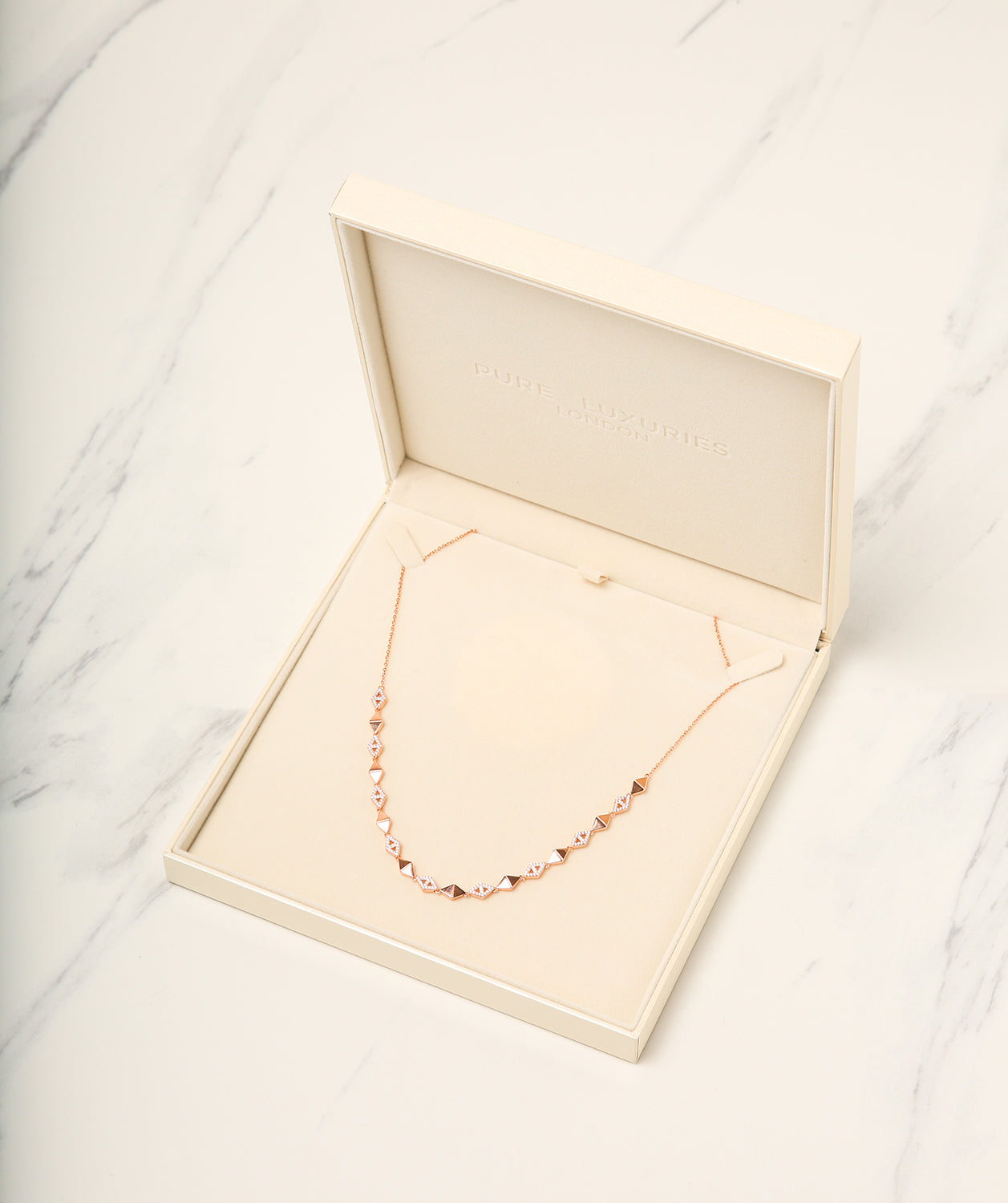 Gift Packaged 'Hingis' 18ct Rose Gold Plated 925 Silver & Cubic Zirconia Necklace