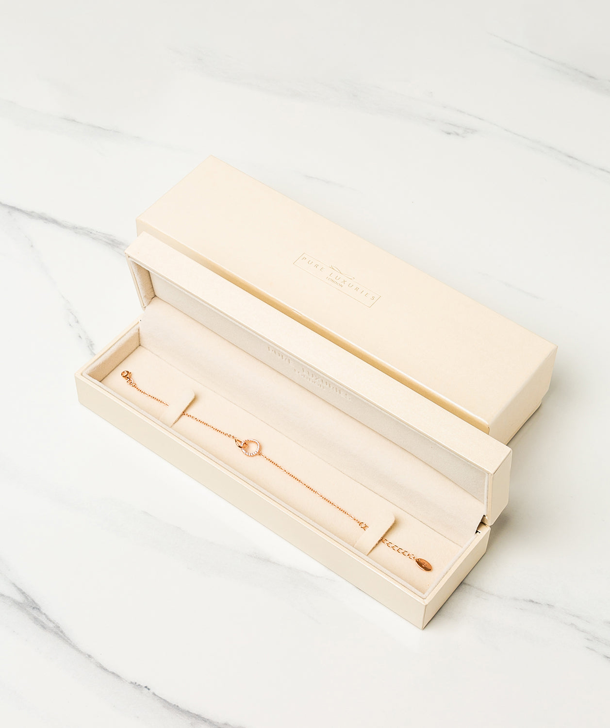 Gift Packaged 'Zeller' 18ct Rose Gold Plated 925 Silver Linked Circle Bracelet