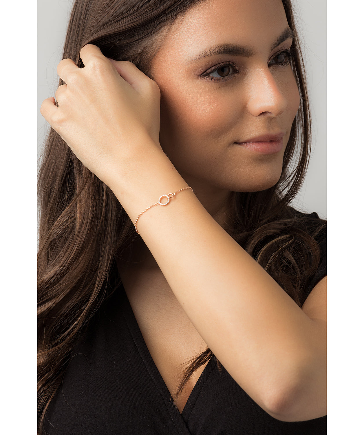 Gift Packaged 'Zeller' 18ct Rose Gold Plated 925 Silver Linked Circle Bracelet