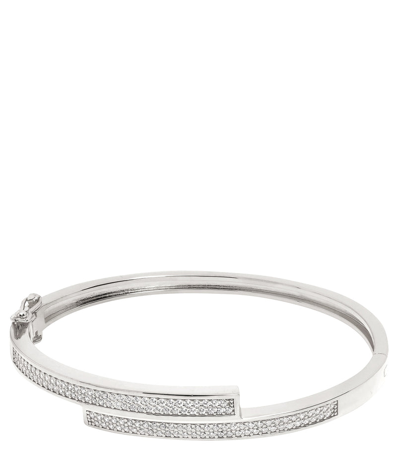 Gift Packaged 'Evard' Rhodium Plated 925 Silver & Cubic Zirconia Bangle