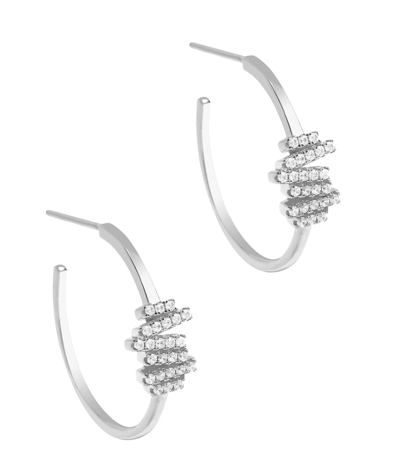 Gift Packaged 'Cygnus' 925 Silver & Cubic Zirconia Hoop Earrings