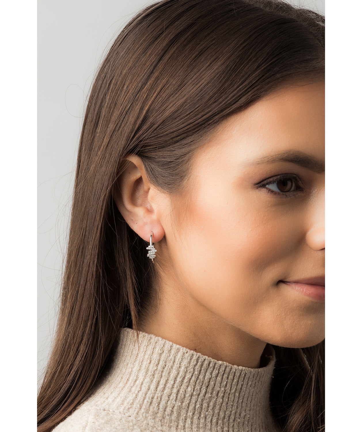 Gift Packaged 'Cygnus' 925 Silver & Cubic Zirconia Hoop Earrings