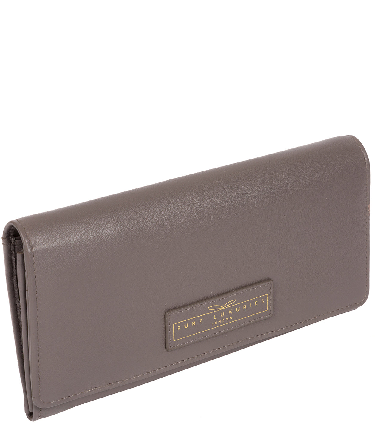 'Honor' Taupe Grey Leather 16-Card RFID Purse Pure Luxuries London