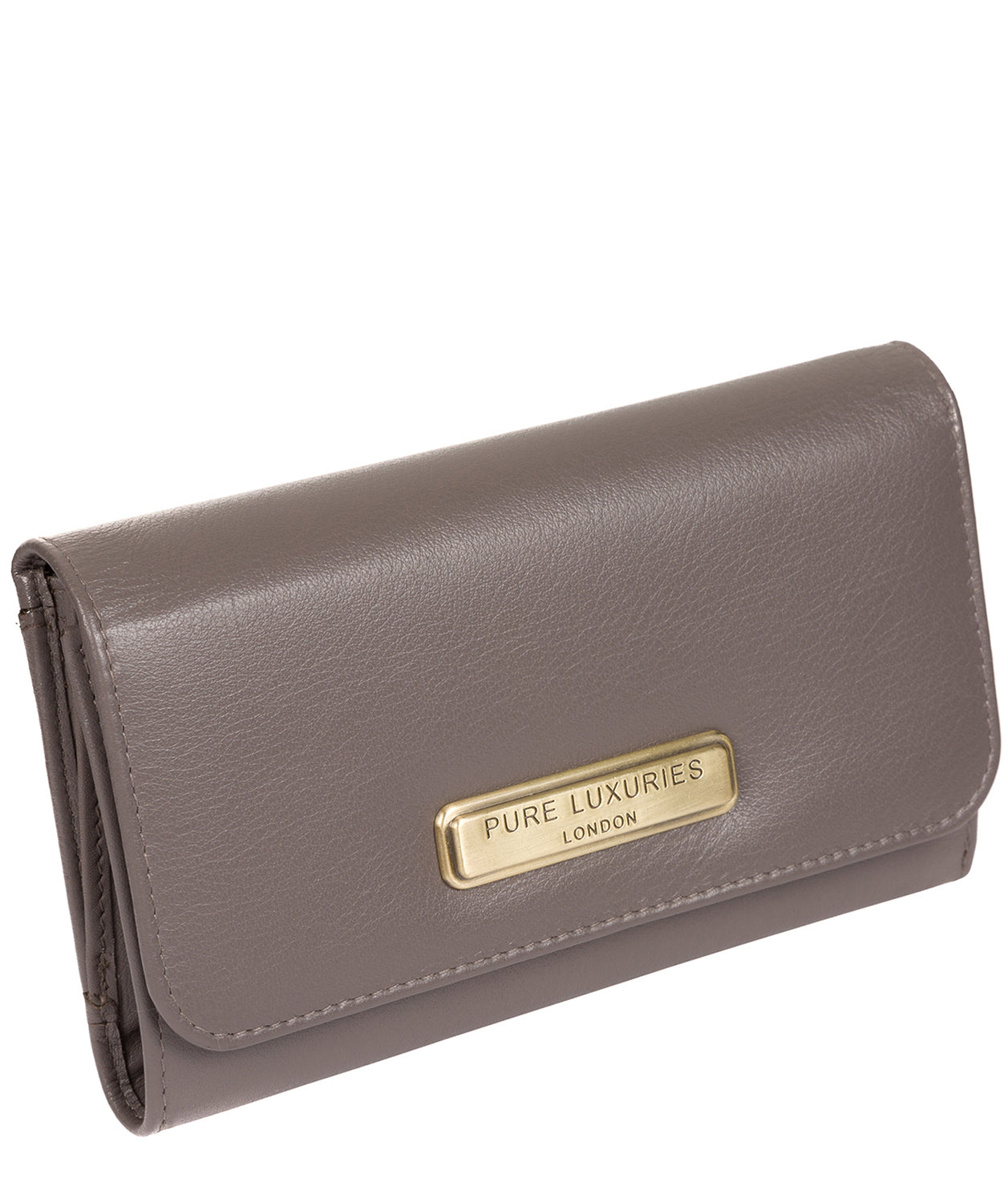 'Pearl' Taupe Grey Leather Purse image 3