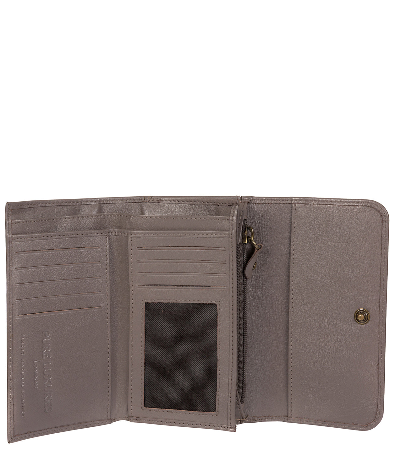 'Pearl' Taupe Grey Leather Purse image 4
