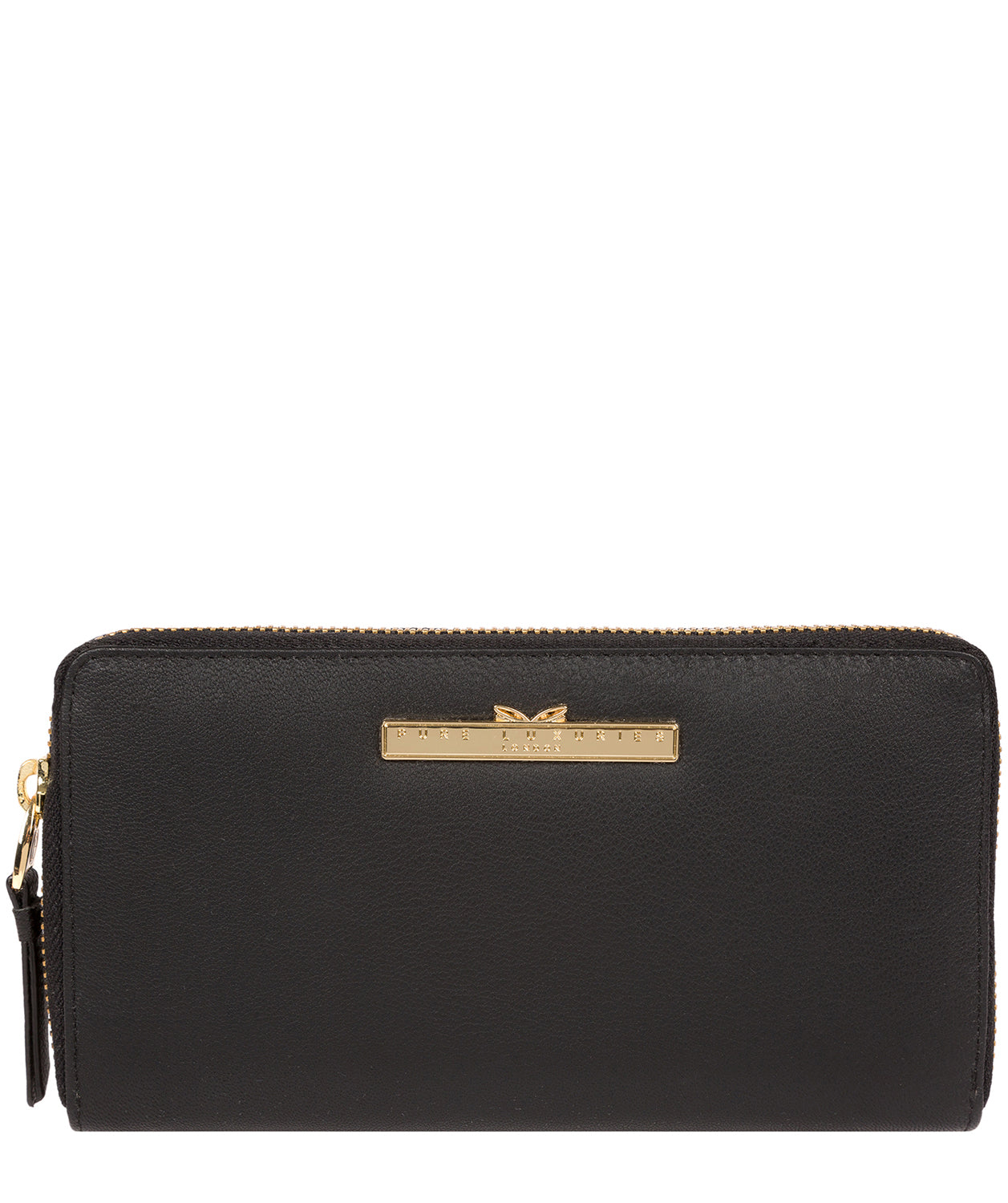 'Robin' Black Leather Zip Round Purse image 1