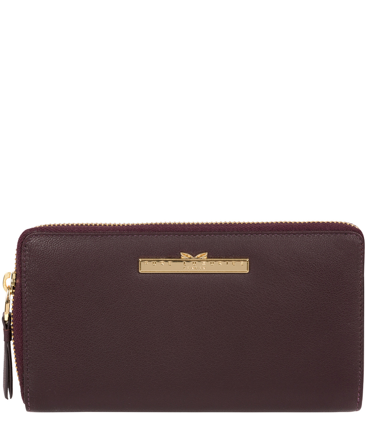 'Robin' Plum Leather Zip Round Purse image 1