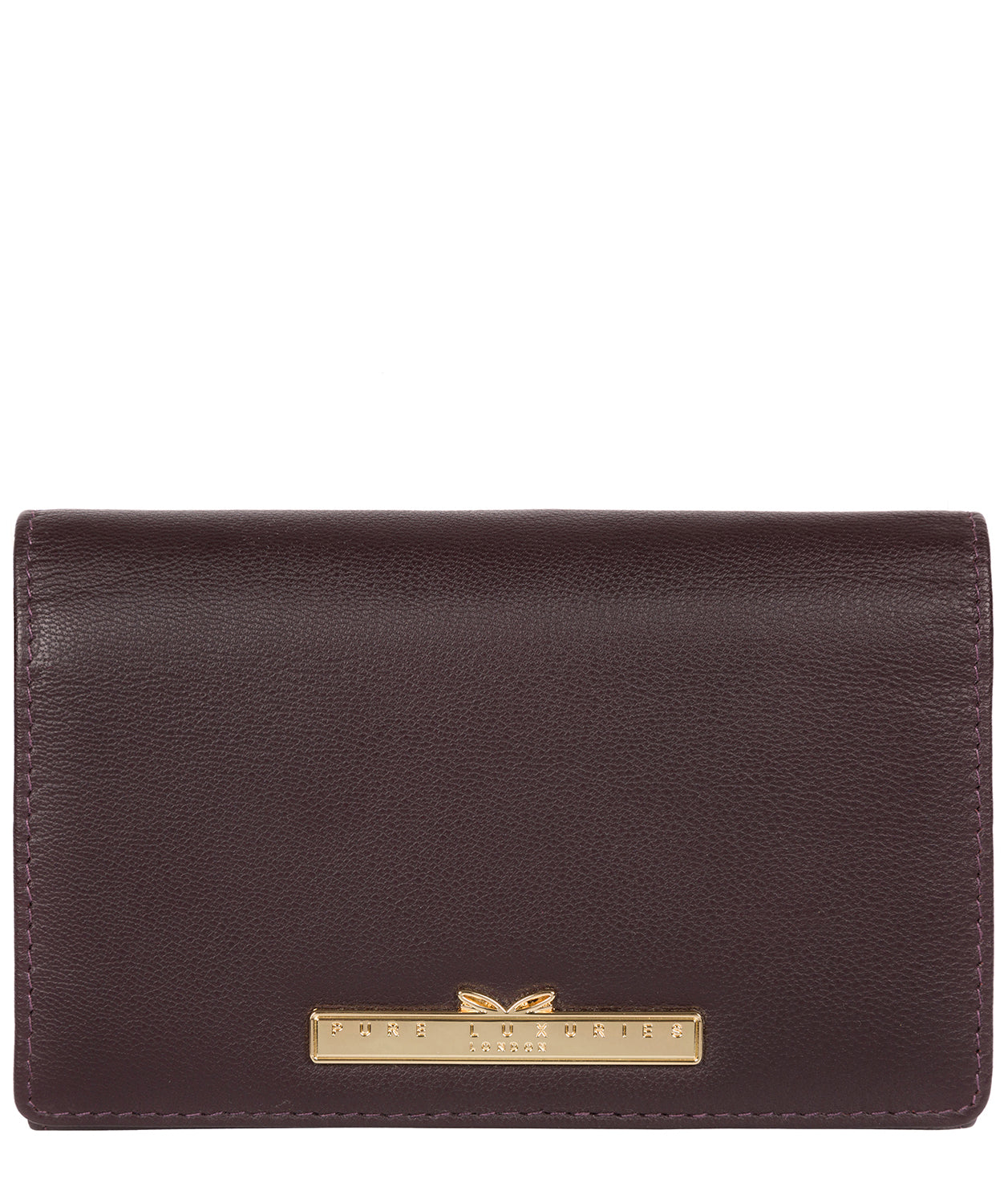 'Swift' Plum Leather Tri-Fold Purse image 1