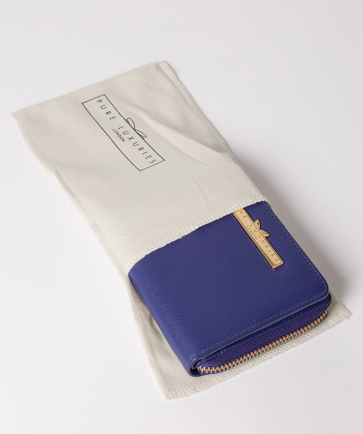 'Piper' Navy Leather Bi-Fold Purse Pure Luxuries London