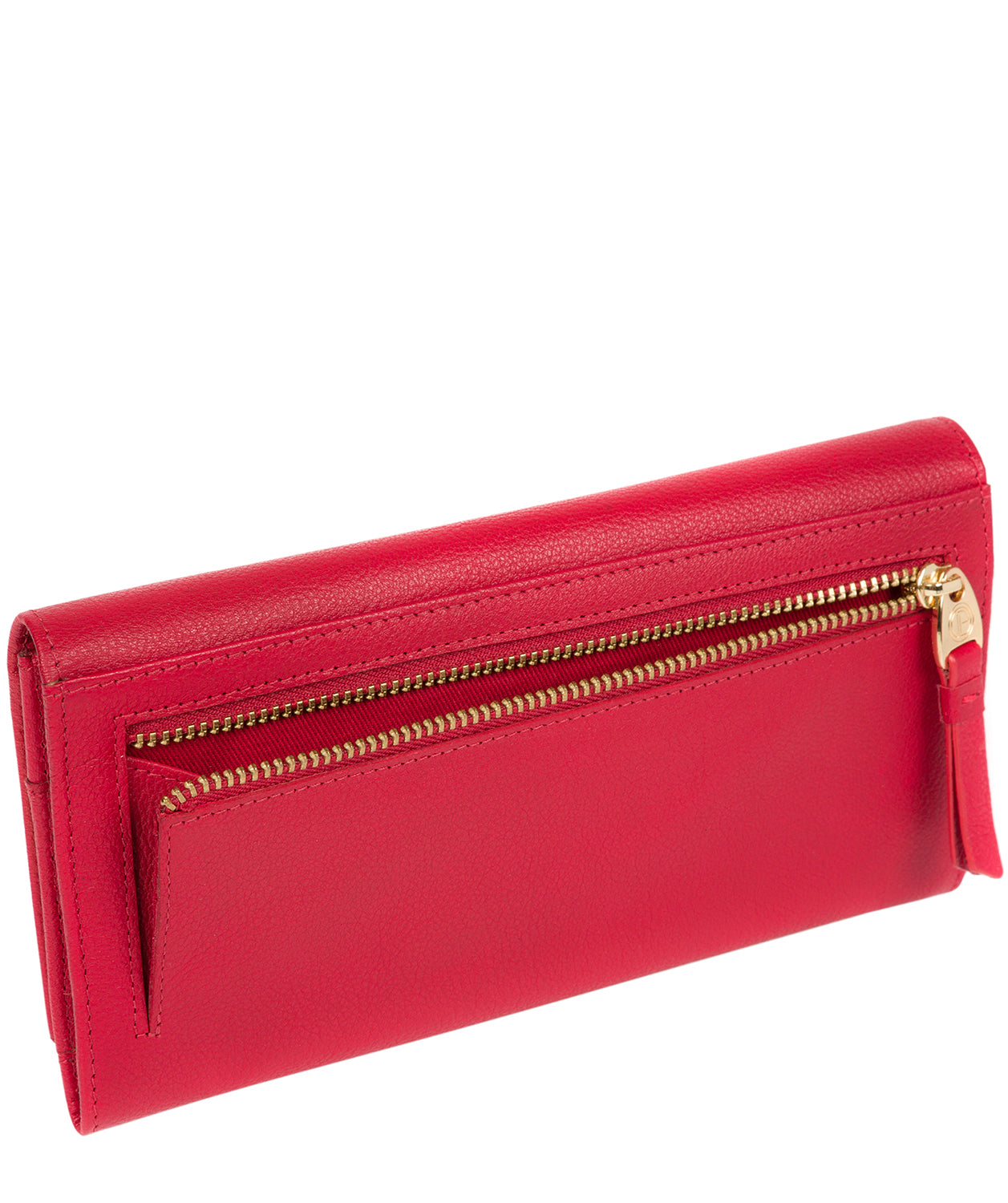 'Wren' Barbados Cherry Leather Tri-Fold Purse Pure Luxuries London