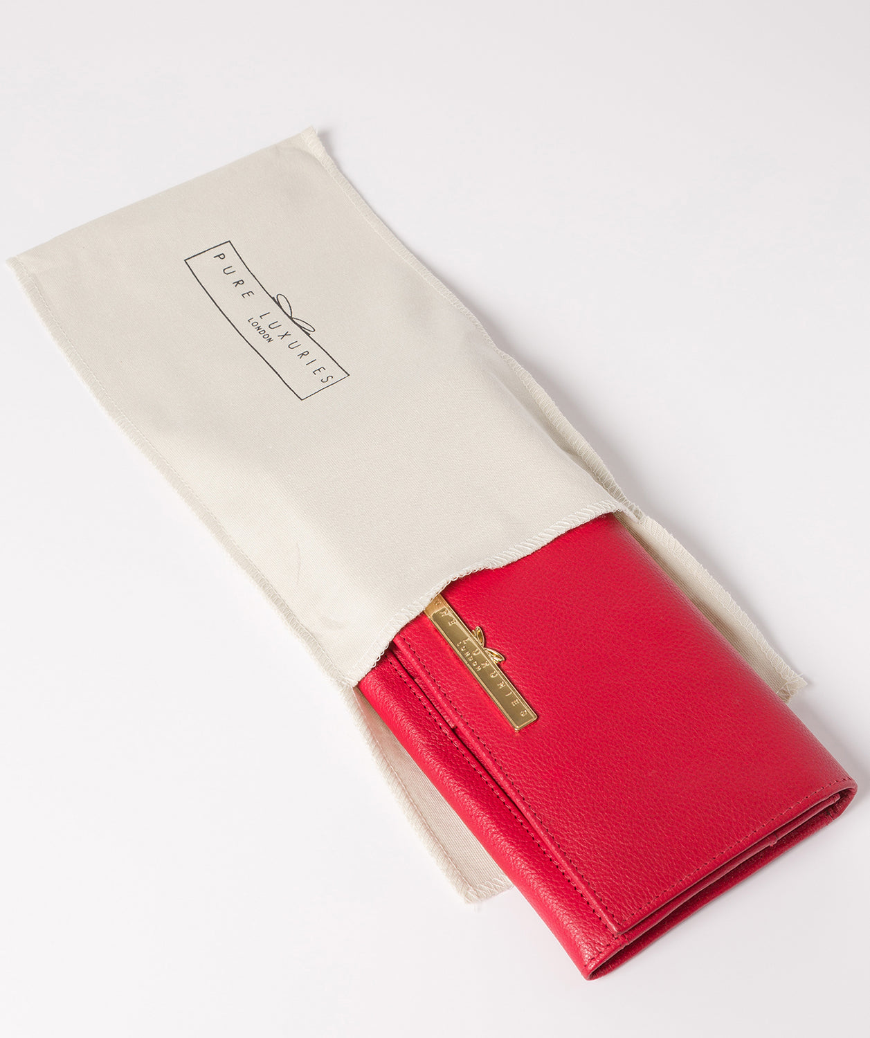 'Wren' Barbados Cherry Leather Tri-Fold Purse Pure Luxuries London