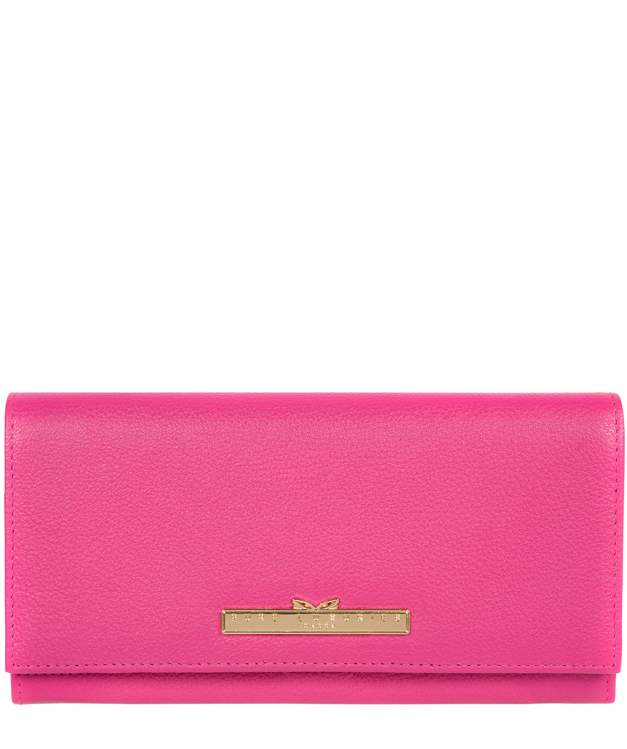 'Wren' Fuchsia Leather Tri-Fold Purse Pure Luxuries London