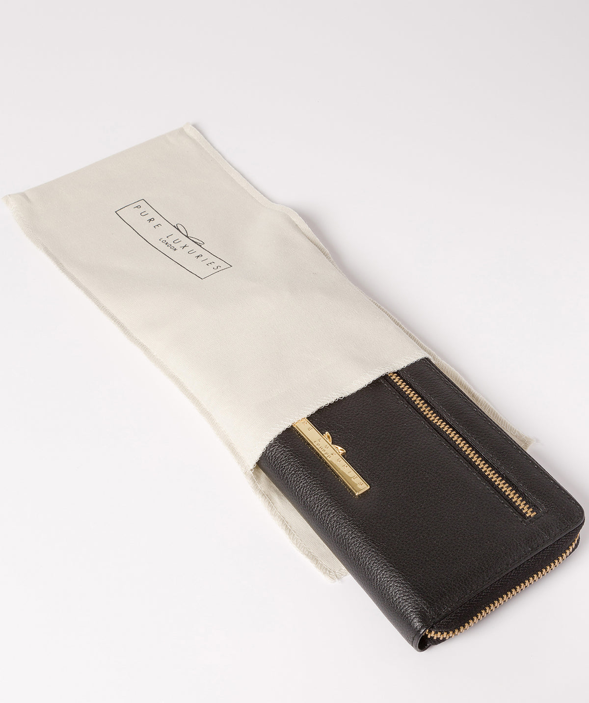 'Starling' Black Leather Bi-Fold Purse Pure Luxuries London
