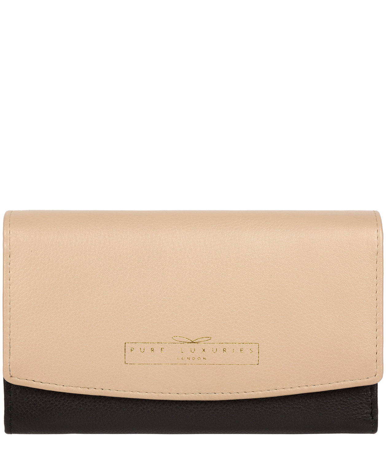 'Tulip' Black & Champagne Leather Tri-Fold Purse image 1