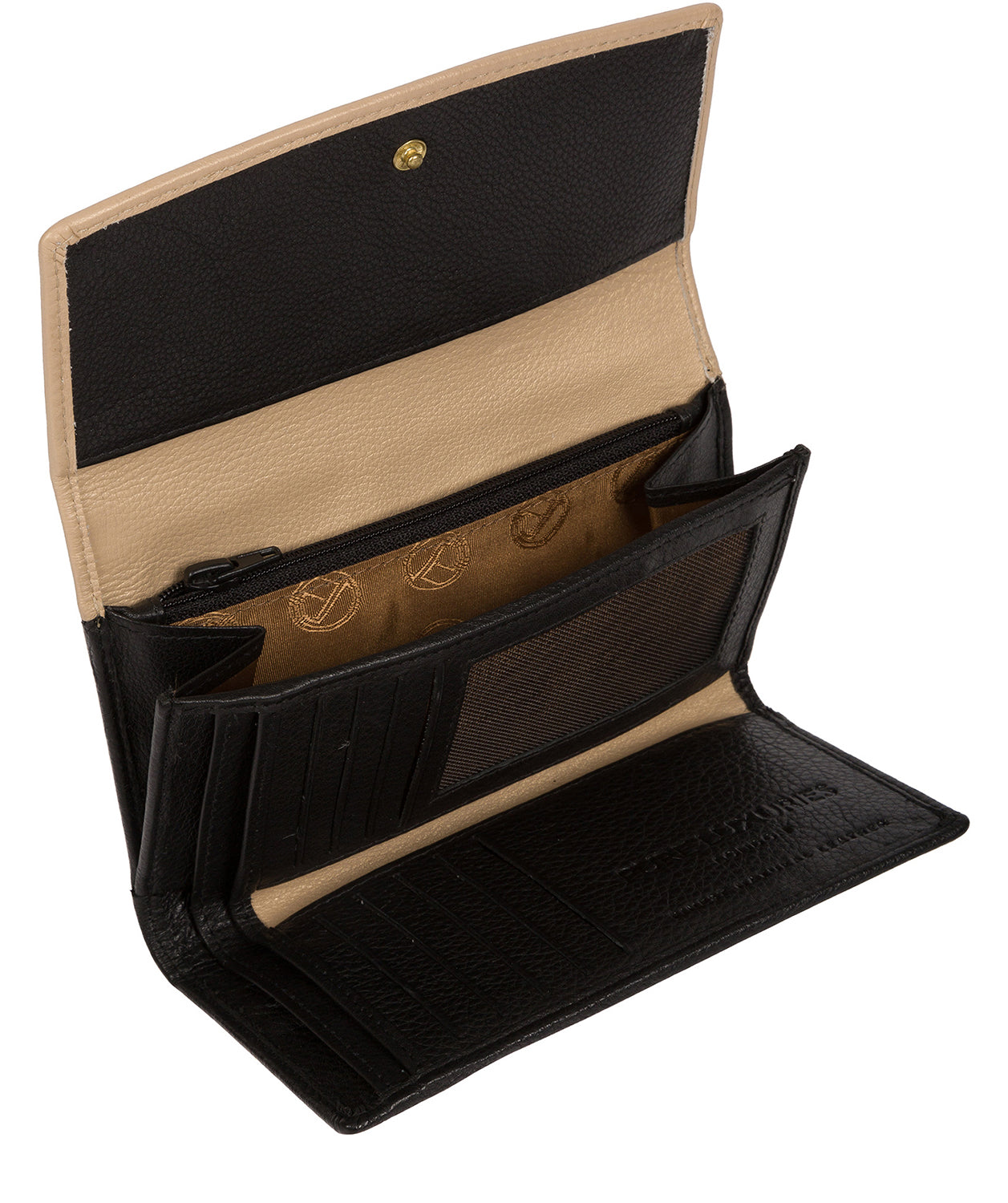 'Tulip' Black & Champagne Leather Tri-Fold Purse image 3