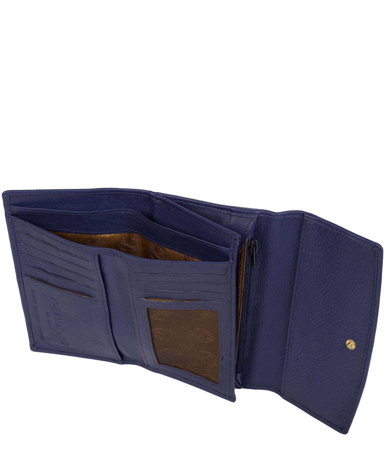 'Tulip' Cobalt Blue Leather Tri-Fold Purse Pure Luxuries London