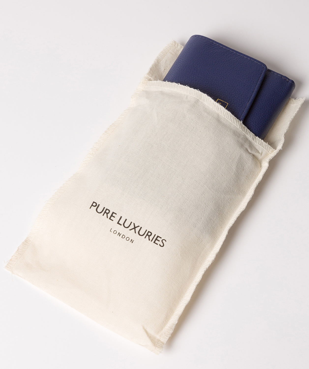 'Tulip' Cobalt Blue Leather Tri-Fold Purse Pure Luxuries London