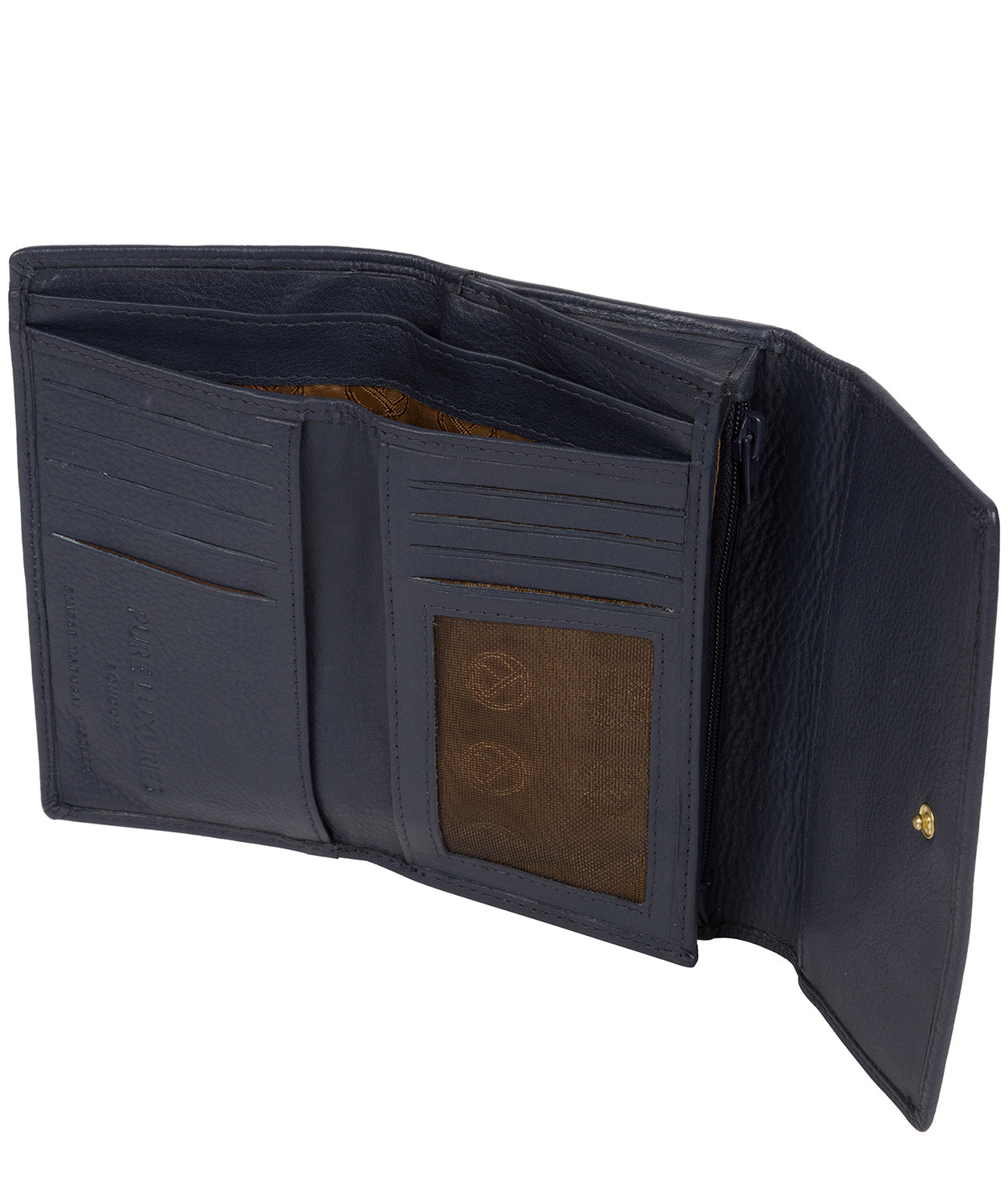 'Tulip' Midnight Navy Leather Tri-Fold Purse image 4