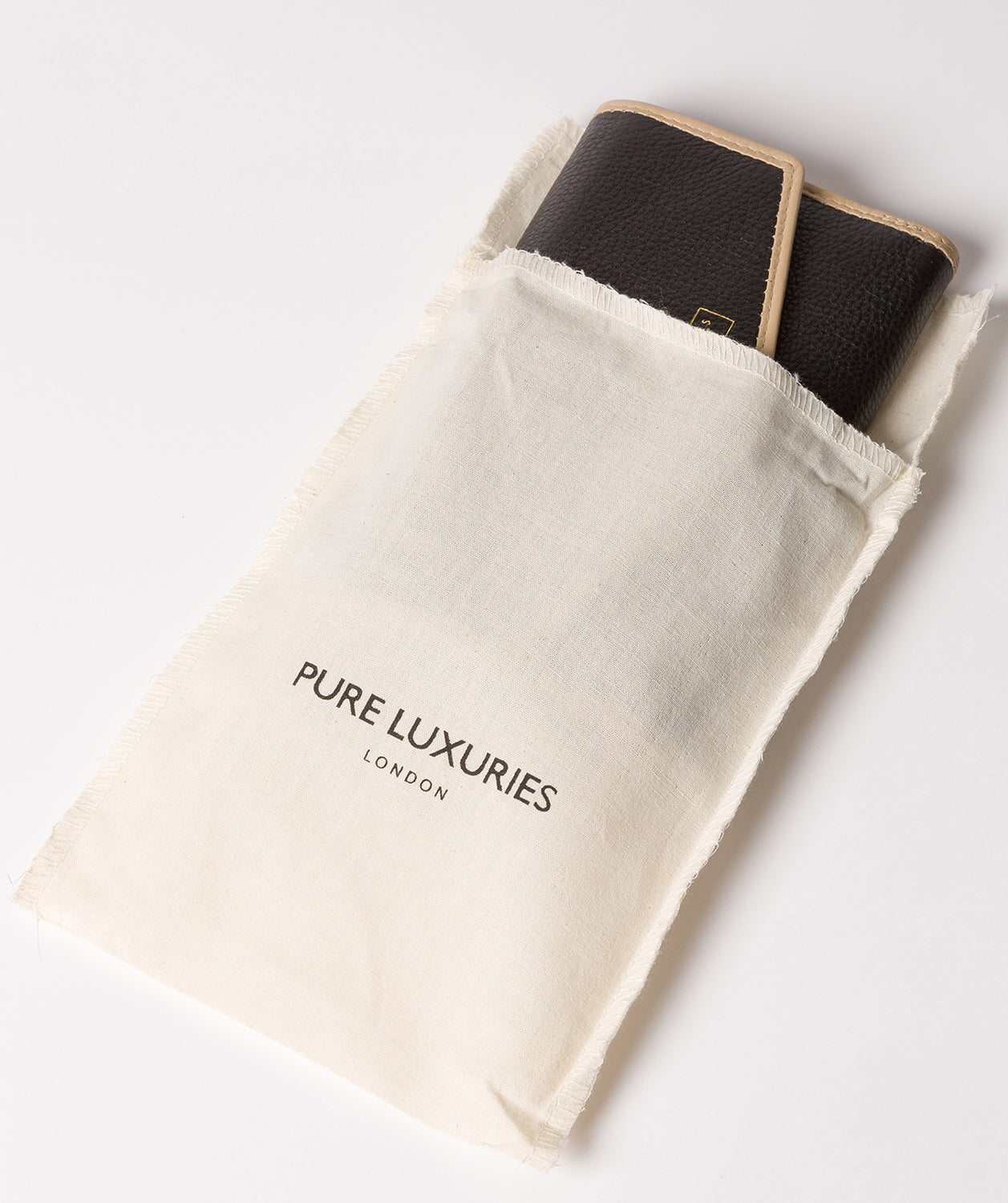 'Yew' Black & Champagne Leather Tri-Fold Purse