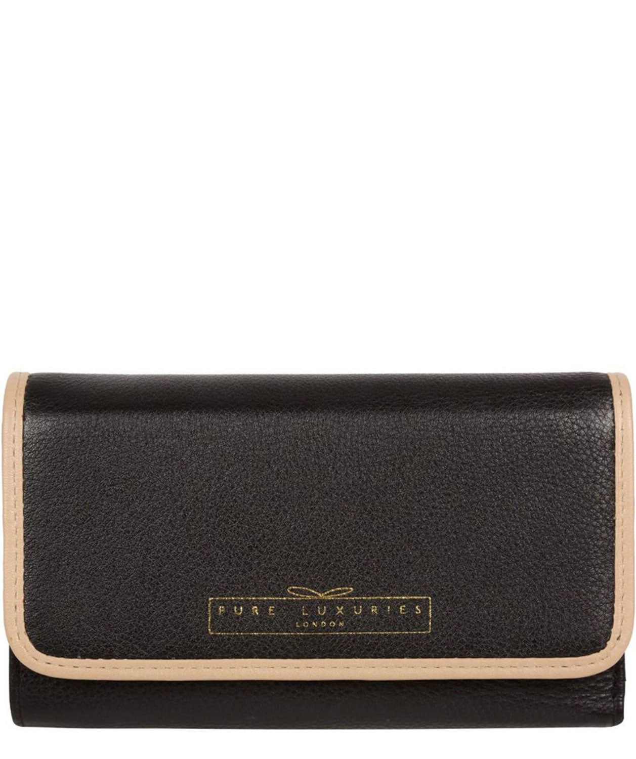 'Freesia' Black & Champagne Leather RFID Purse