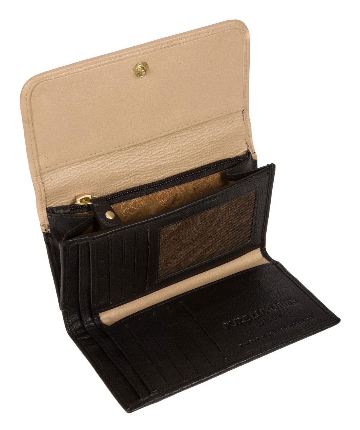 'Freesia' Black & Champagne Leather RFID Purse