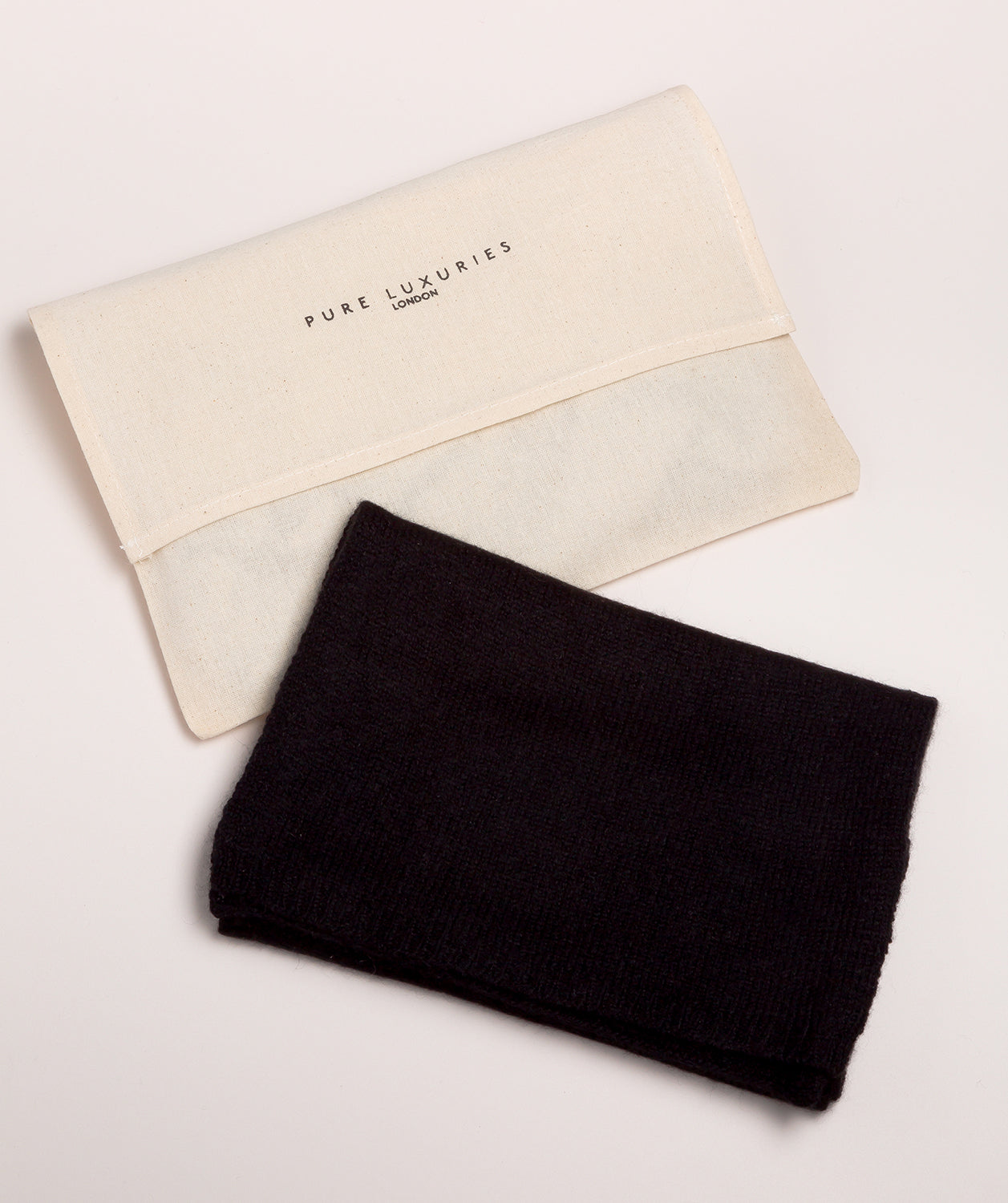'Cambridge' Black 100% Cashmere Scarf