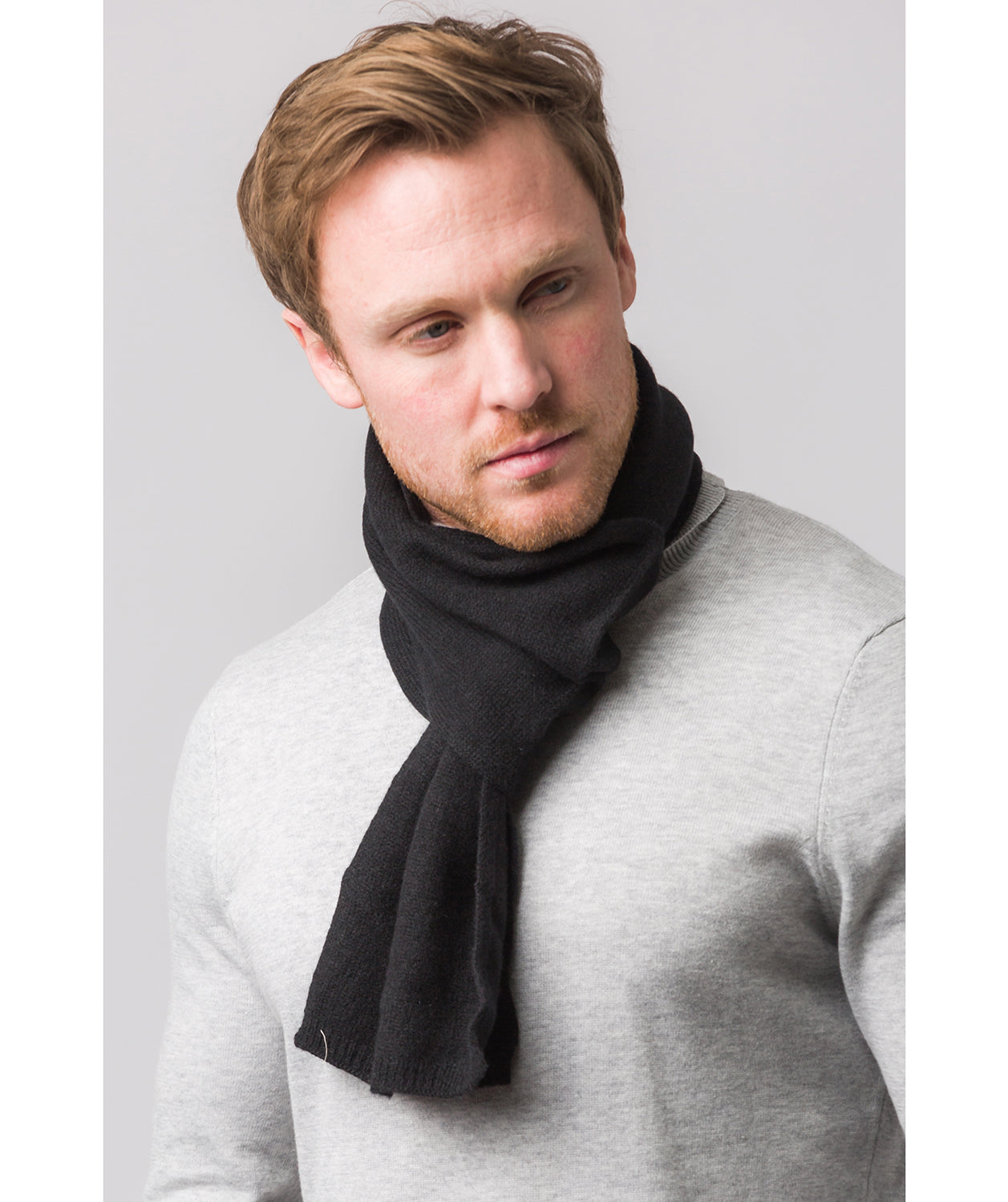 'Cambridge' Black 100% Cashmere Scarf