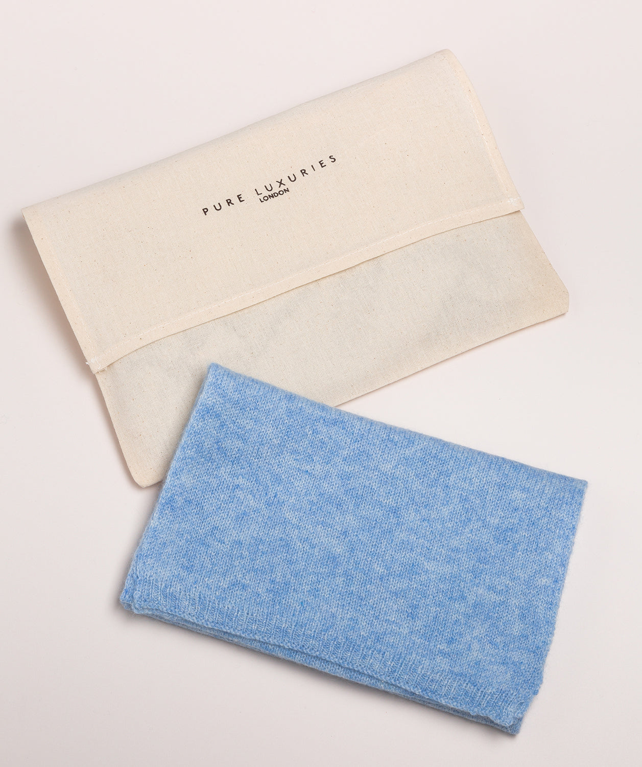 'Edinburgh' Powder Blue Cashmere and Merino Wool Scarf