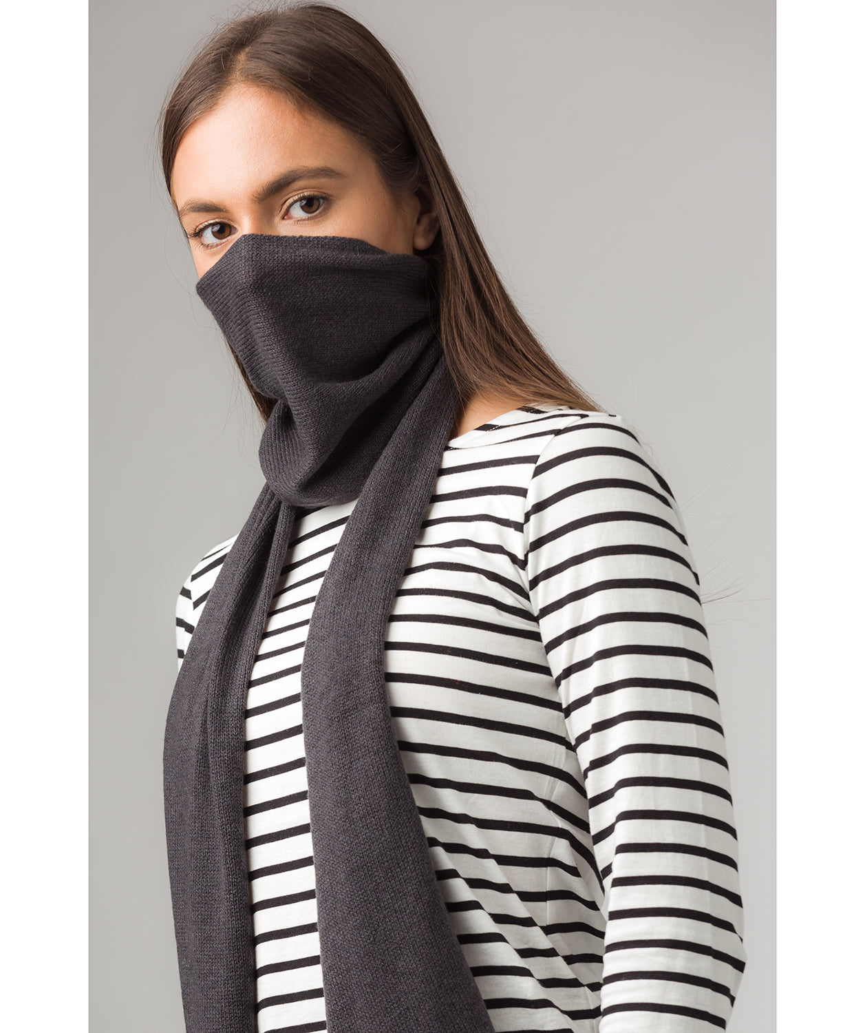 'Cambridge' Slate 100% Cashmere Scarf